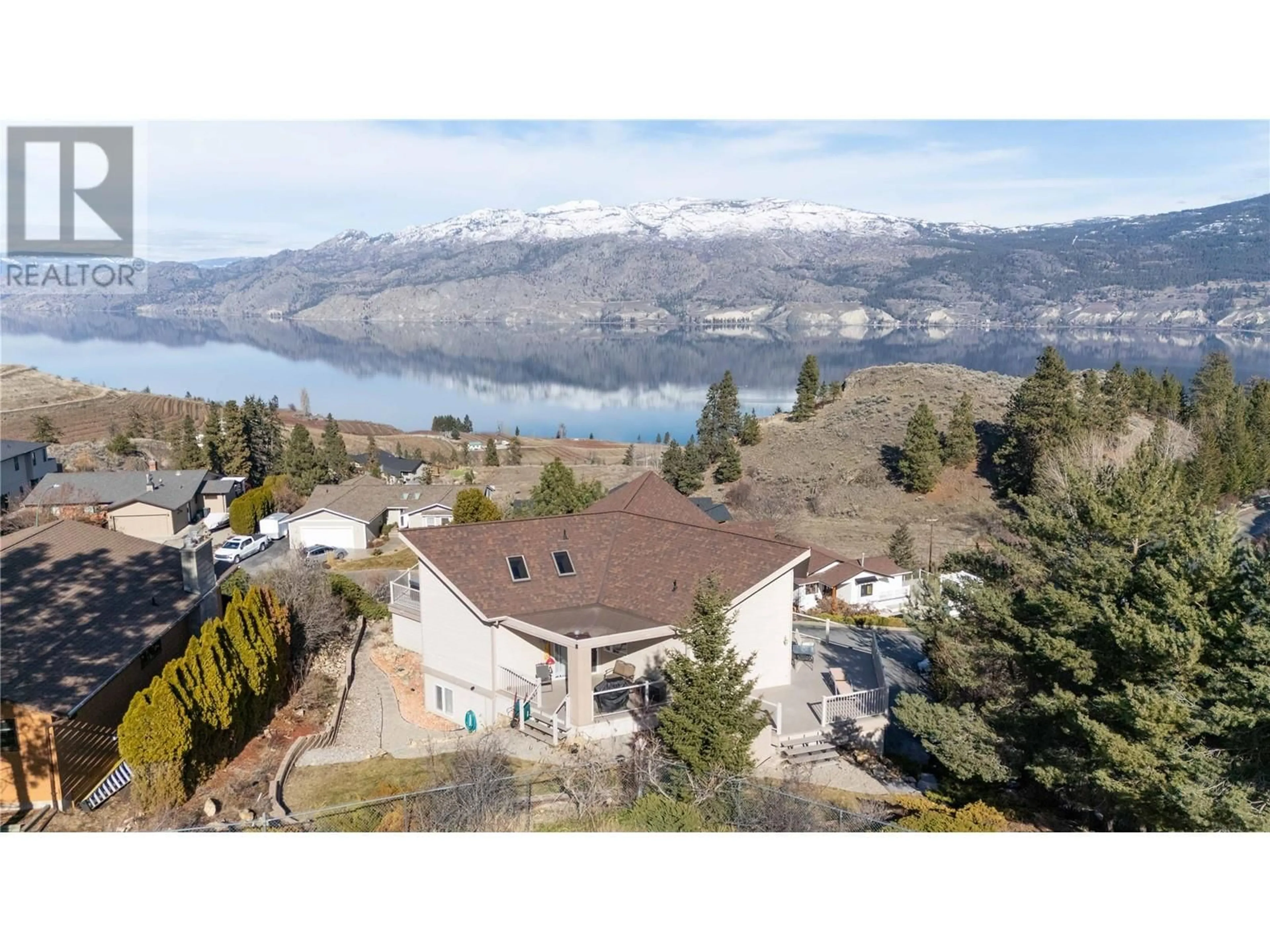 A pic from outside/outdoor area/front of a property/back of a property/a pic from drone, water/lake/river/ocean view for 136 SUMAC RIDGE DRIVE, Summerland British Columbia V0H1Z6