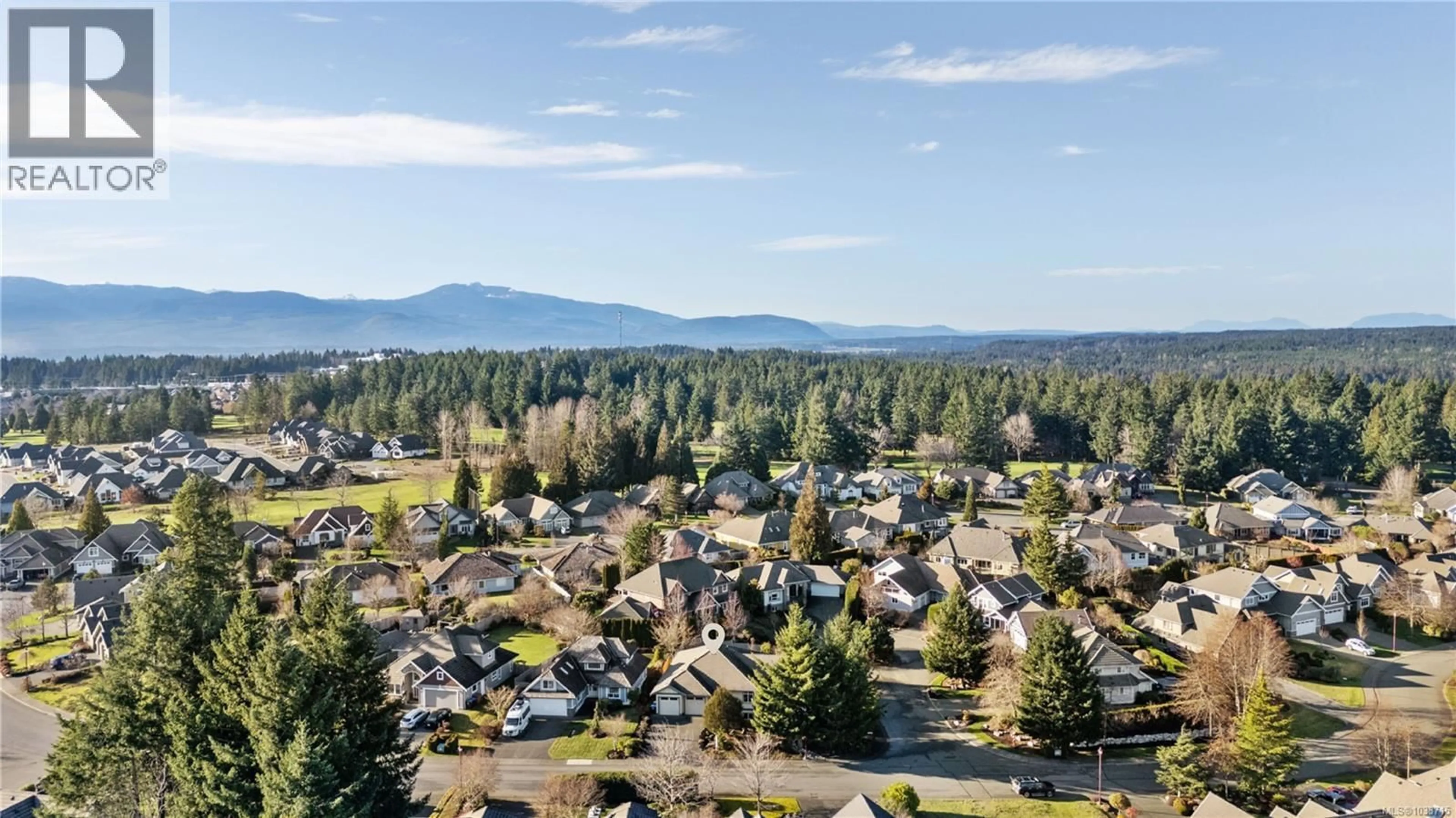 A pic from outside/outdoor area/front of a property/back of a property/a pic from drone, mountain view for 3363 MAJESTIC DRIVE, Courtenay British Columbia V9N9X6