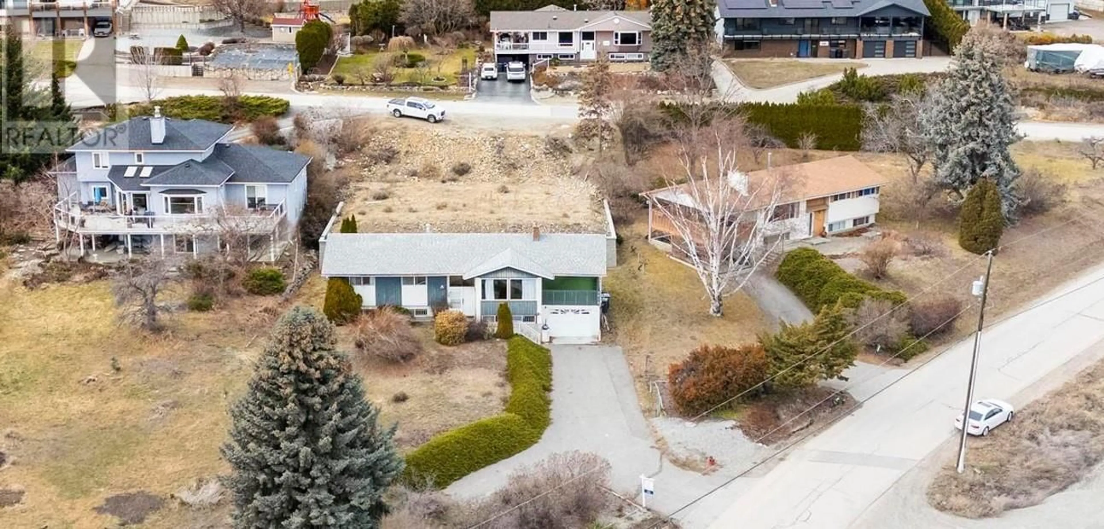 A pic from outside/outdoor area/front of a property/back of a property/a pic from drone, street for 2870 Ourtoland Road, West Kelowna British Columbia V1Z2H6