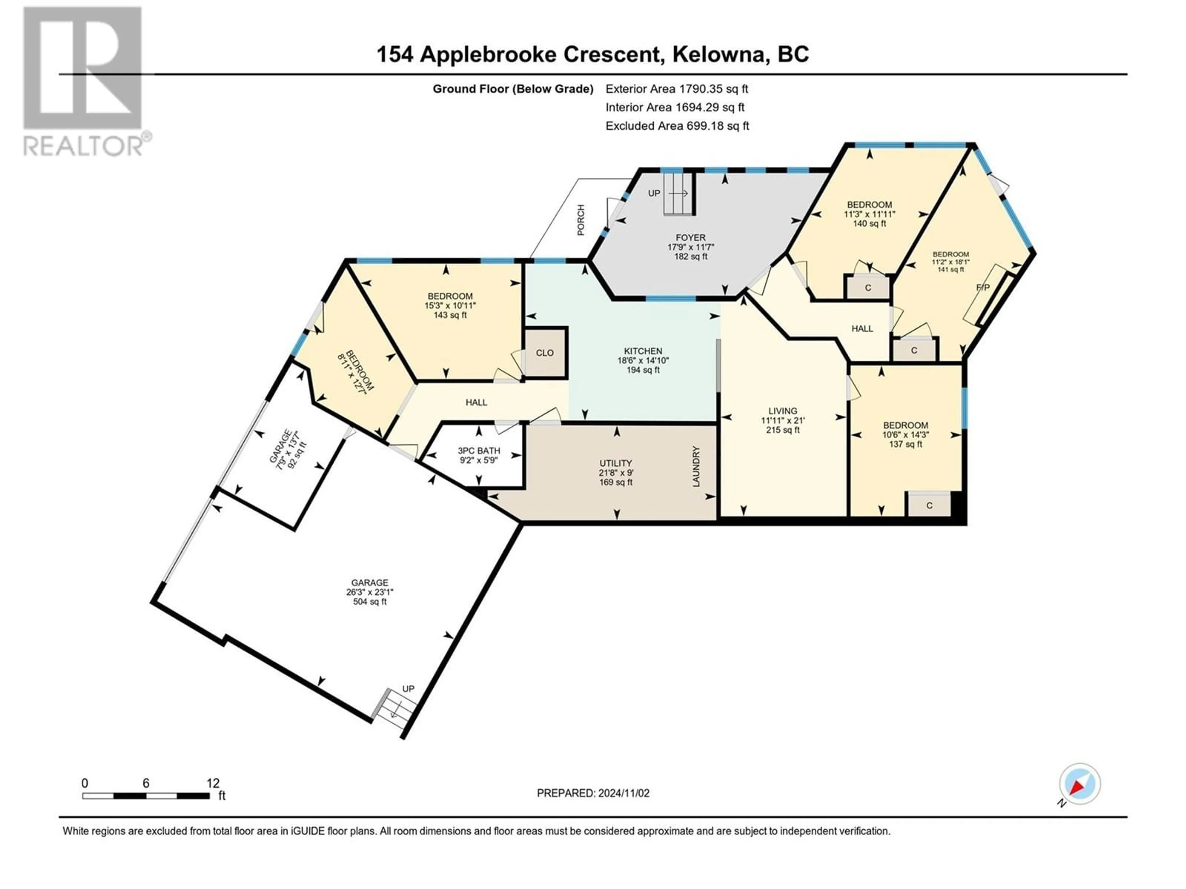 Floor plan for 154 APPLEBROOKE CRESCENT, Kelowna British Columbia V1V1W4