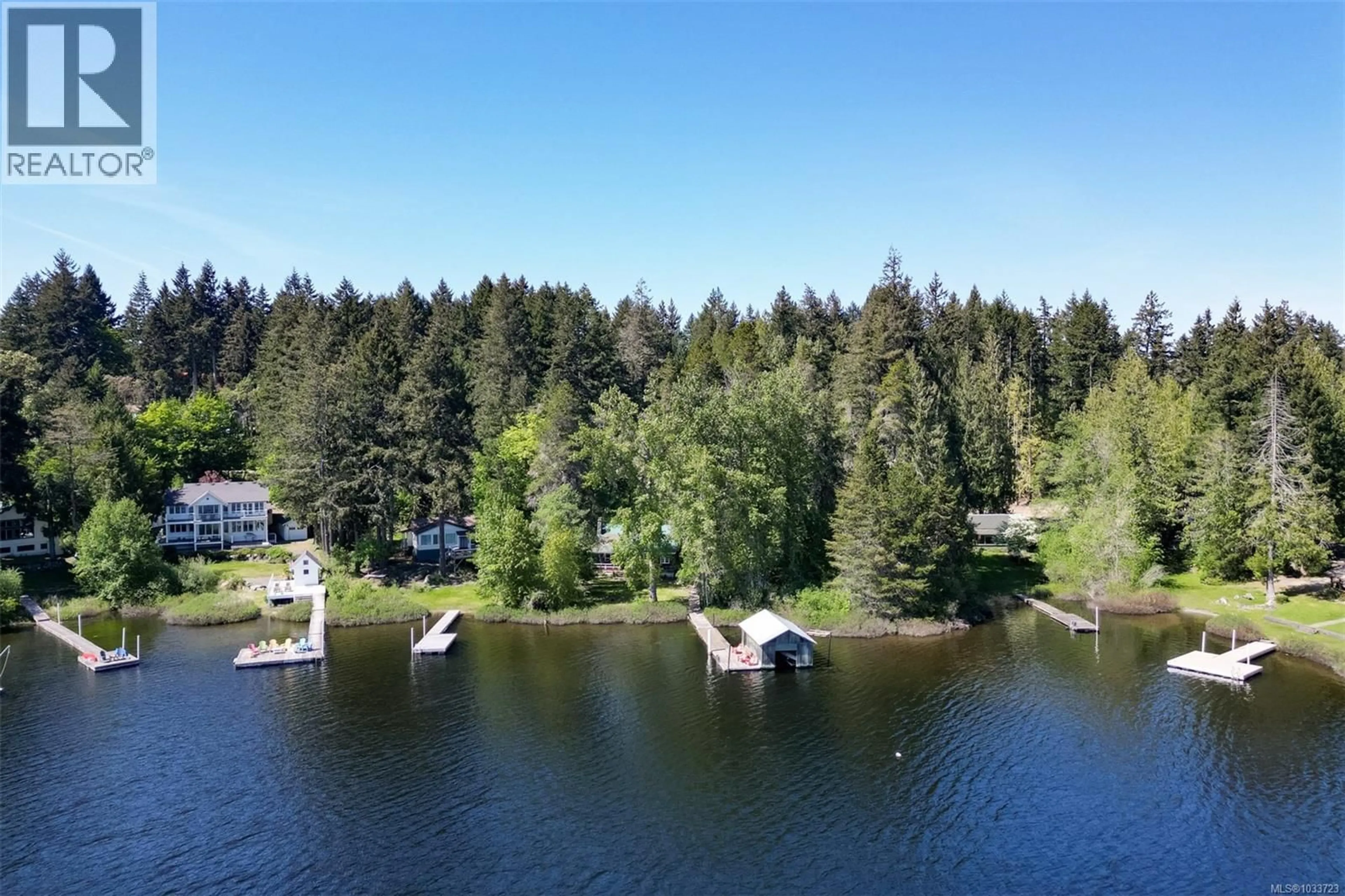A pic from outside/outdoor area/front of a property/back of a property/a pic from drone, water/lake/river/ocean view for 2024 RENFREW ROAD, Shawnigan Lake British Columbia V8H2G5