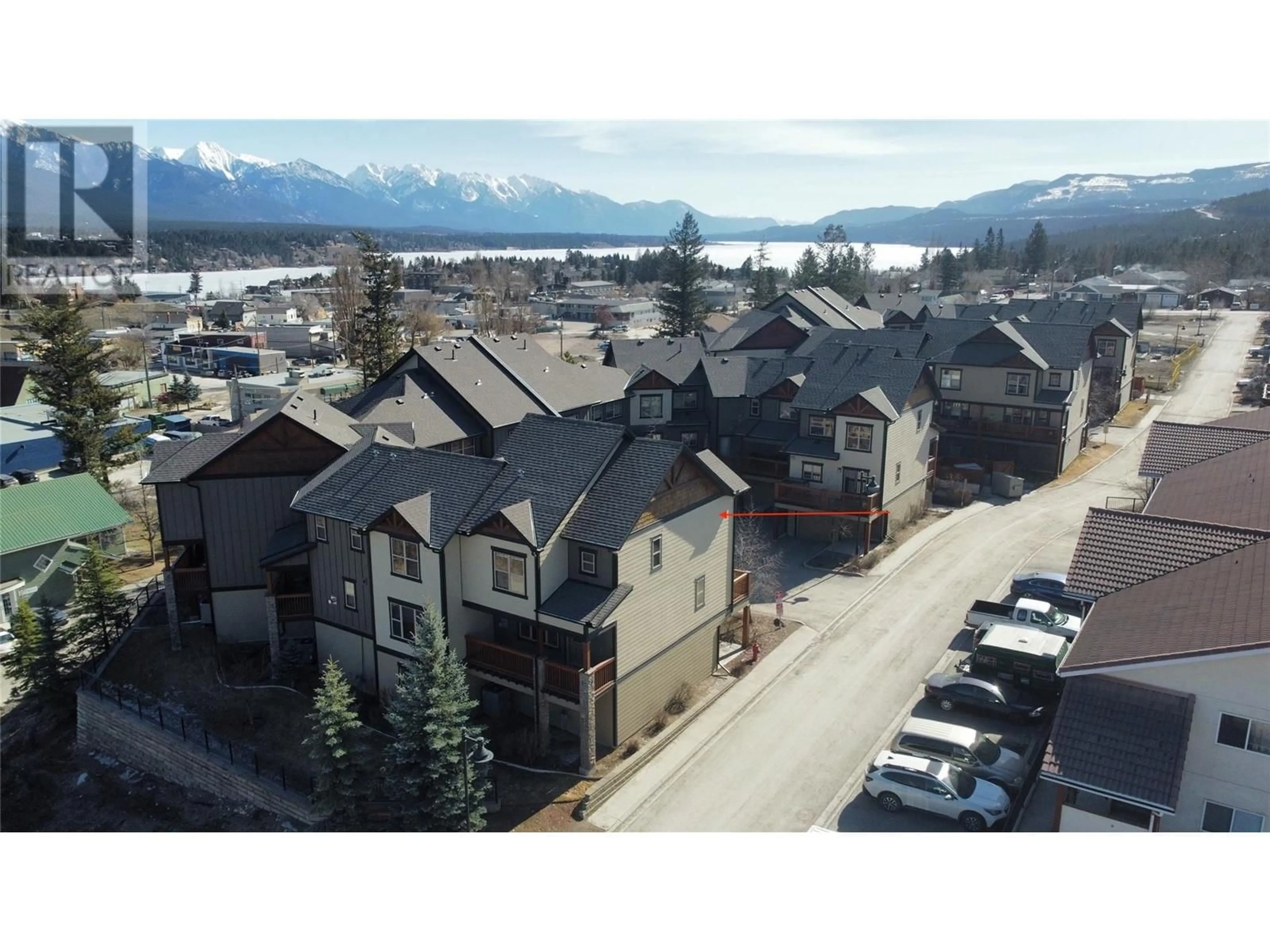 A pic from outside/outdoor area/front of a property/back of a property/a pic from drone, mountain view for 1000 9TH Street Unit# 1, Invermere British Columbia V0A1K0