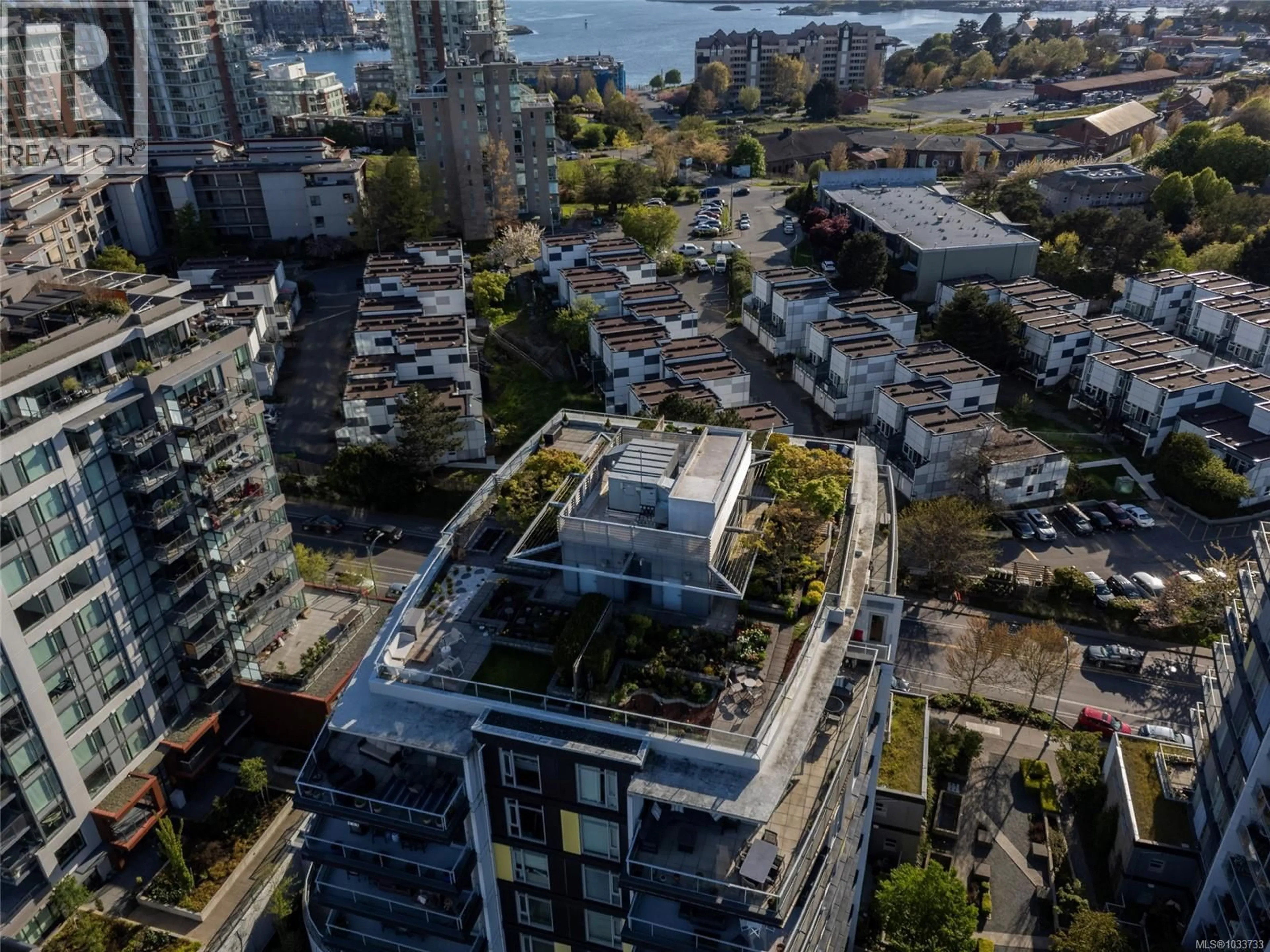 A pic from outside/outdoor area/front of a property/back of a property/a pic from drone, city buildings view from balcony for 803 - 373 TYEE ROAD, Victoria British Columbia V9A0B3