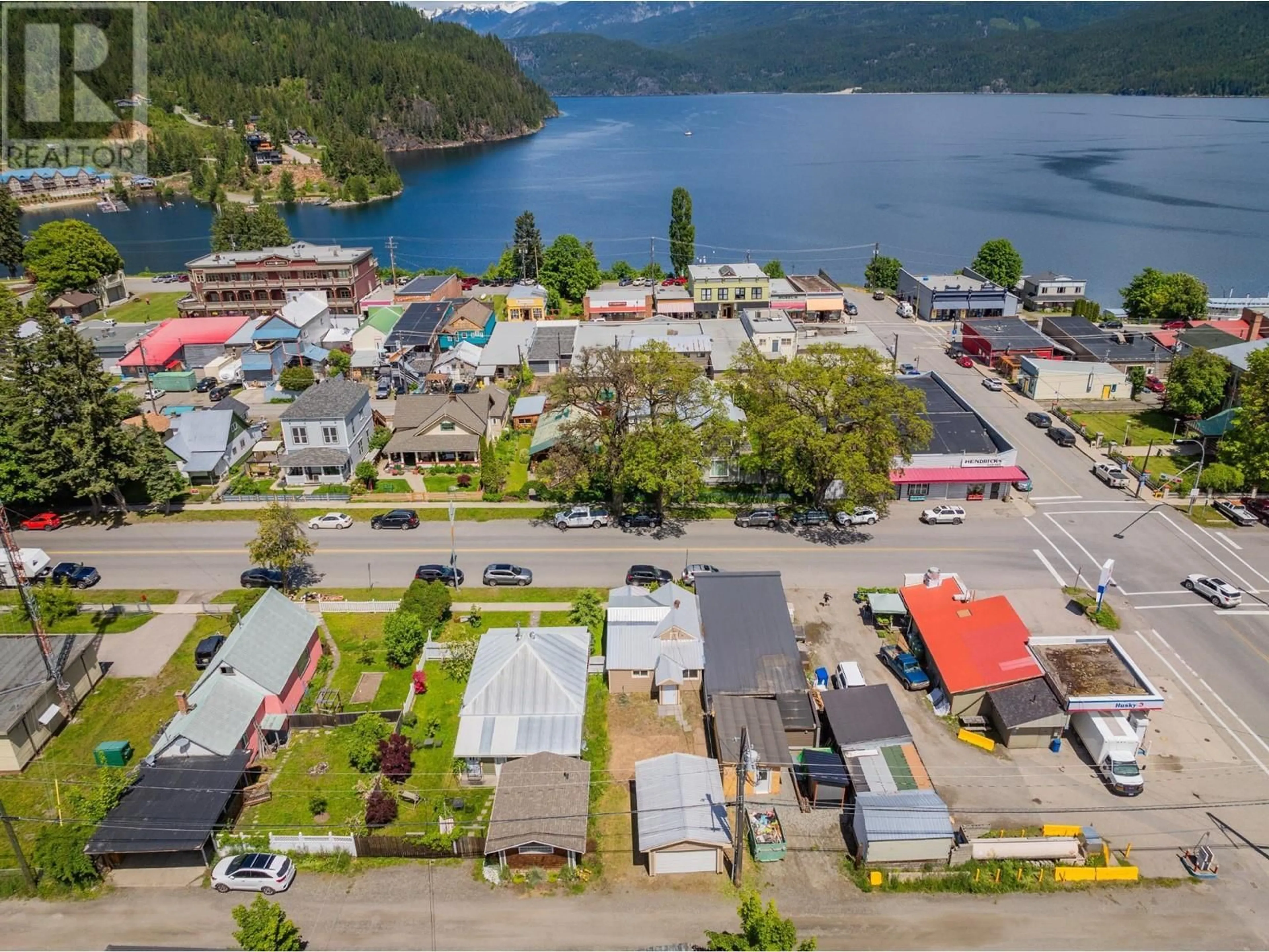 A pic from outside/outdoor area/front of a property/back of a property/a pic from drone, water/lake/river/ocean view for 411 A Avenue, Kaslo British Columbia V0G1M0