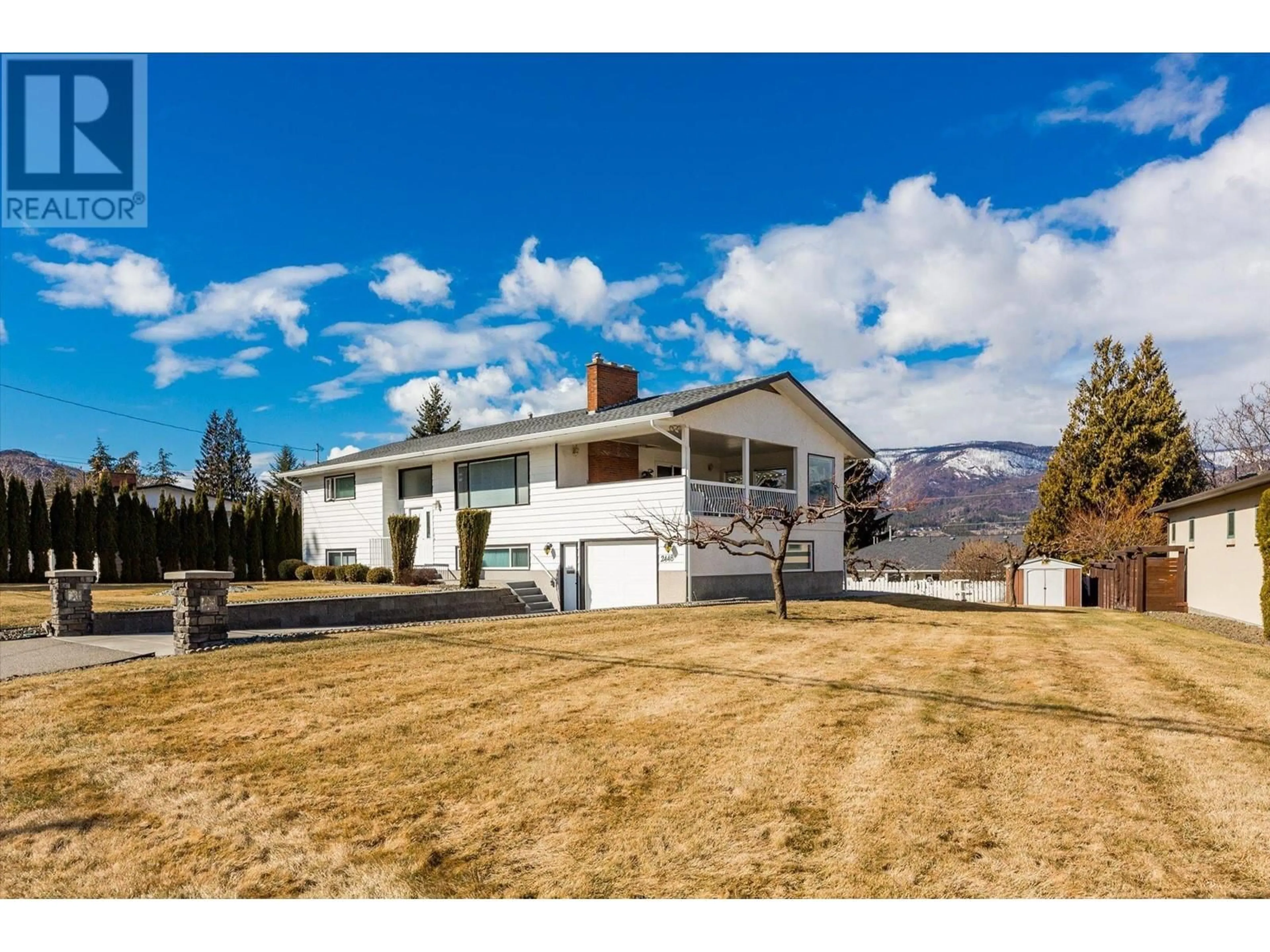 A pic from outside/outdoor area/front of a property/back of a property/a pic from drone, mountain view for 2448 Thacker Drive, West Kelowna British Columbia V1Z1W1