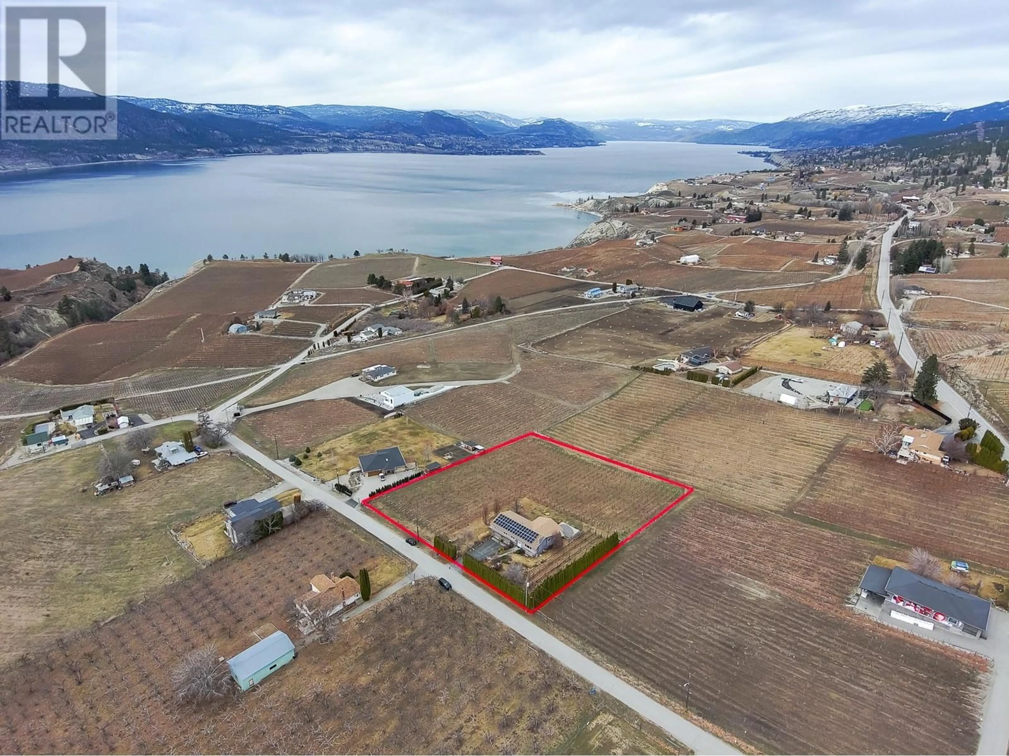 A pic from outside/outdoor area/front of a property/back of a property/a pic from drone, water/lake/river/ocean view for 1279 Evans Avenue, Penticton British Columbia V2A8V1