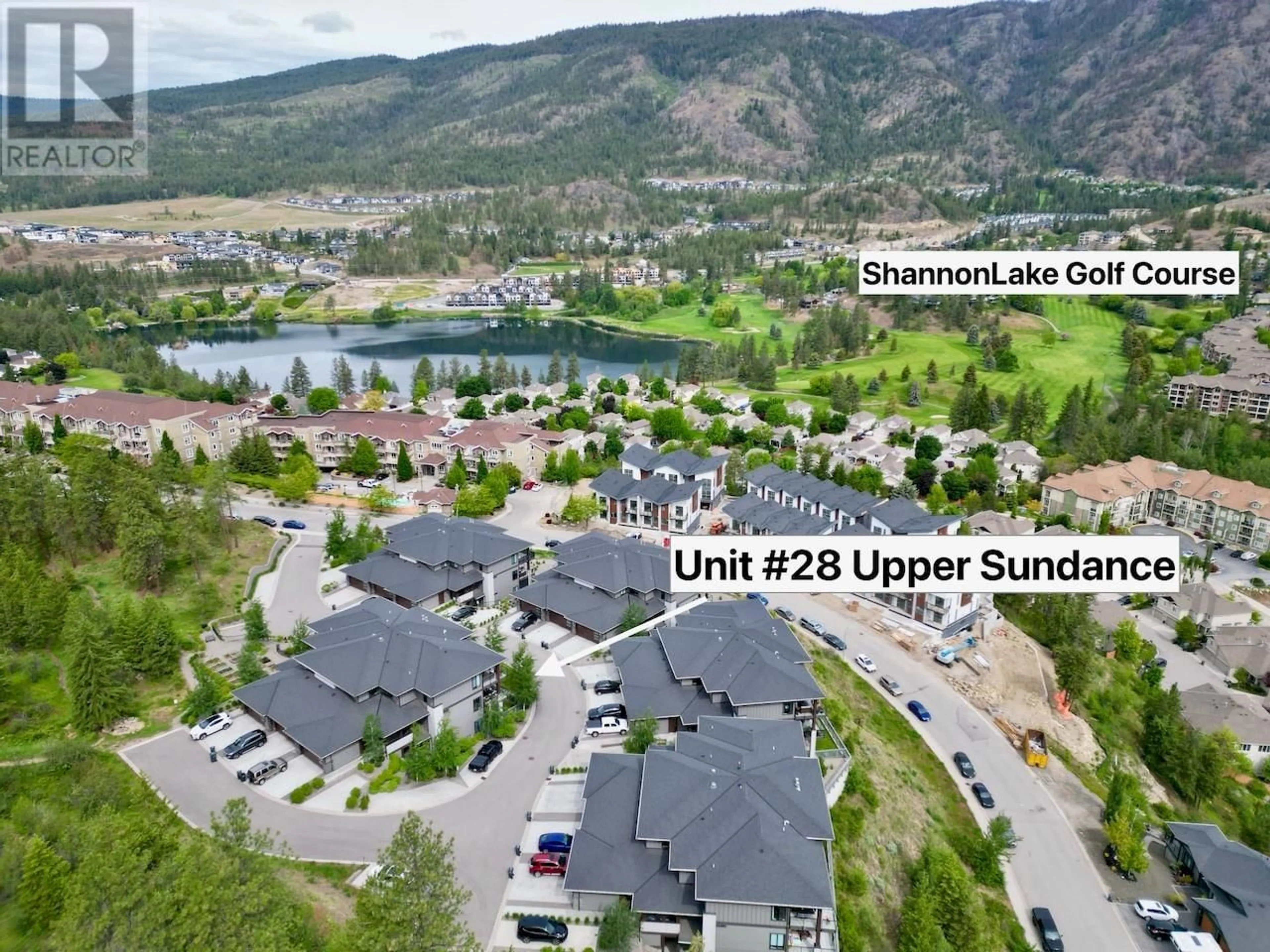 A pic from outside/outdoor area/front of a property/back of a property/a pic from drone, mountain view for 28 - 2161 UPPER SUNDANCE DRIVE, West Kelowna British Columbia V4T3M9