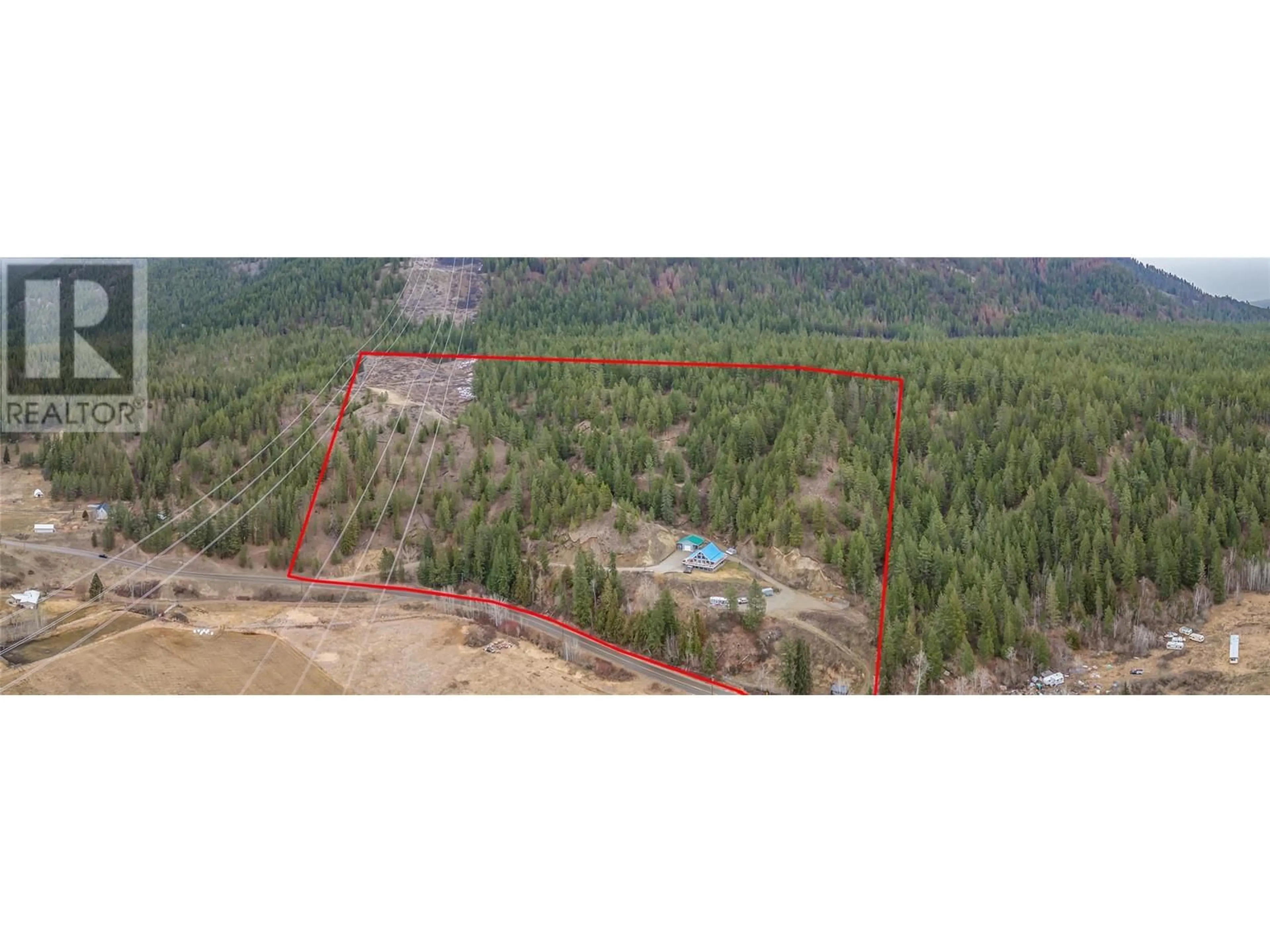 A pic from outside/outdoor area/front of a property/back of a property/a pic from drone, forest/trees view for 2621 SALMON RIVER ROAD, Salmon Arm British Columbia V1E3H8