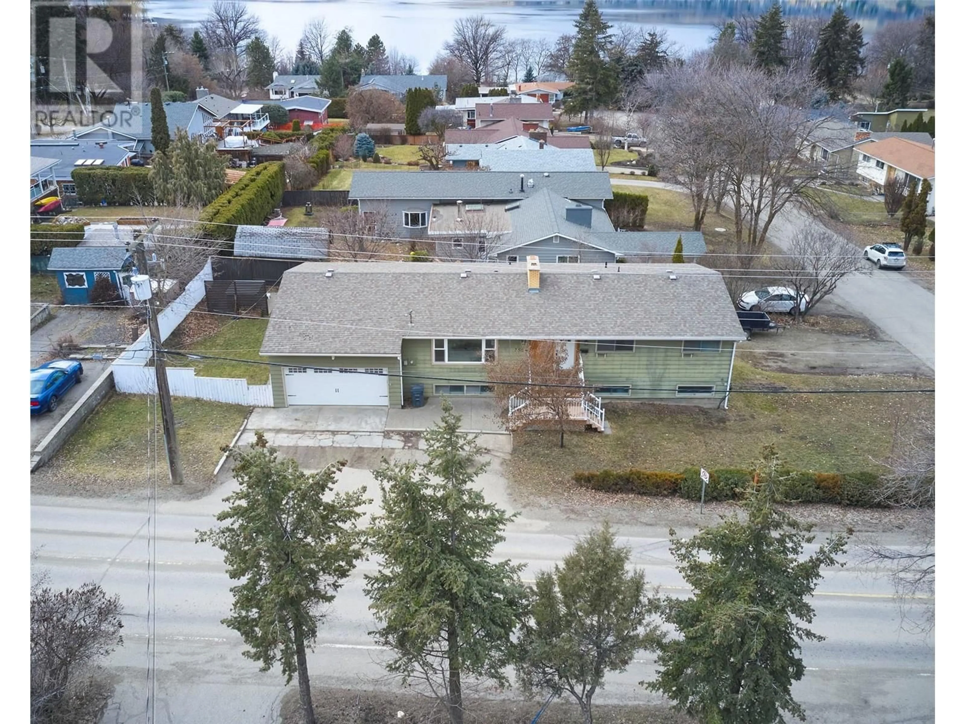 A pic from outside/outdoor area/front of a property/back of a property/a pic from drone, water/lake/river/ocean view for 7504 Kidston Road, Coldstream British Columbia V1B1R9