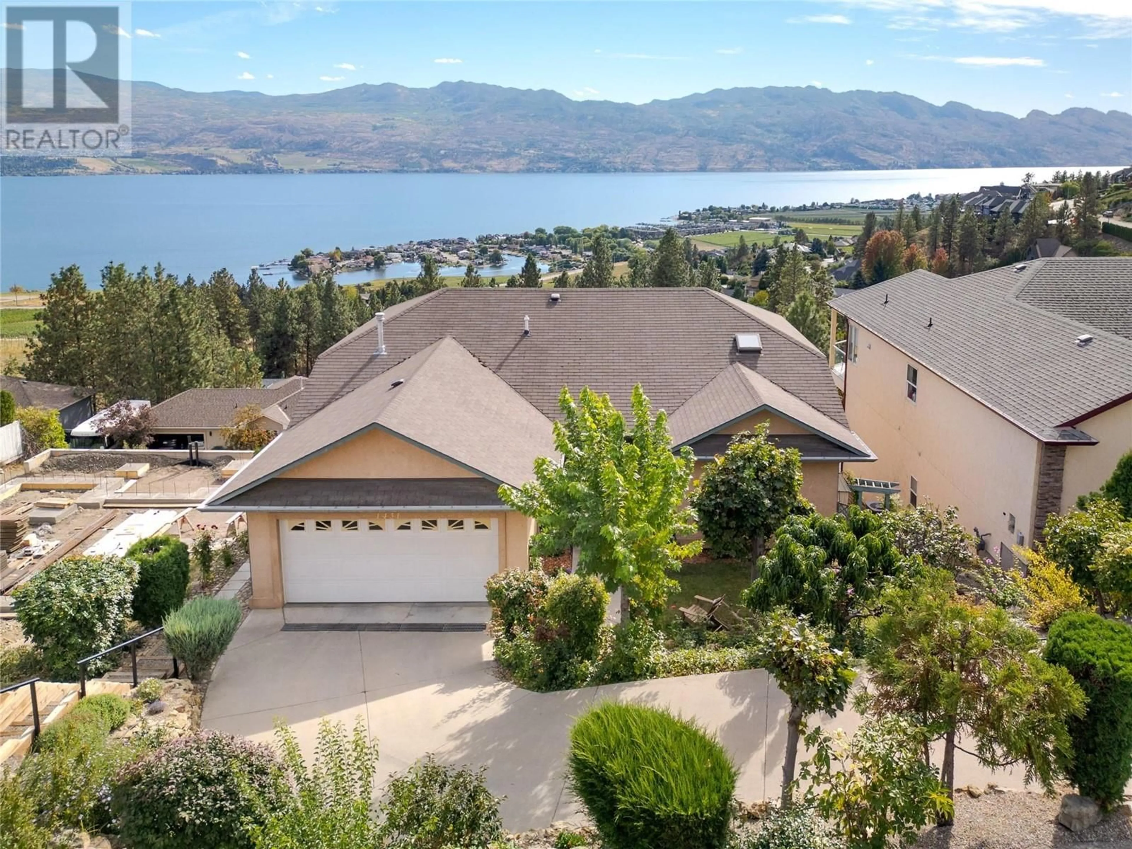 A pic from outside/outdoor area/front of a property/back of a property/a pic from drone, water/lake/river/ocean view for 1431 MENU ROAD, West Kelowna British Columbia V4T2R9