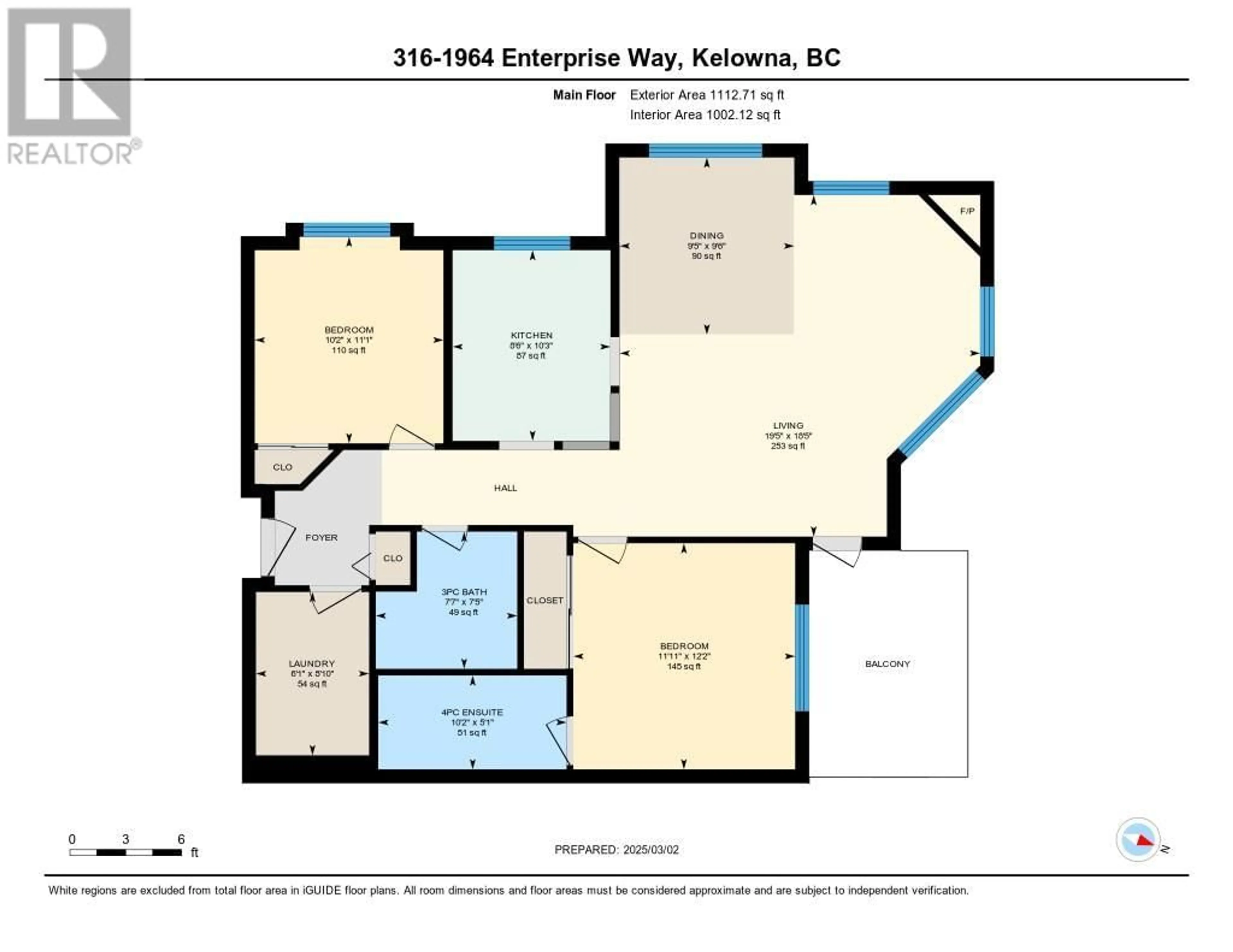 Floor plan for 316 - 1964 ENTERPRISE WAY, Kelowna British Columbia V1Y9S7
