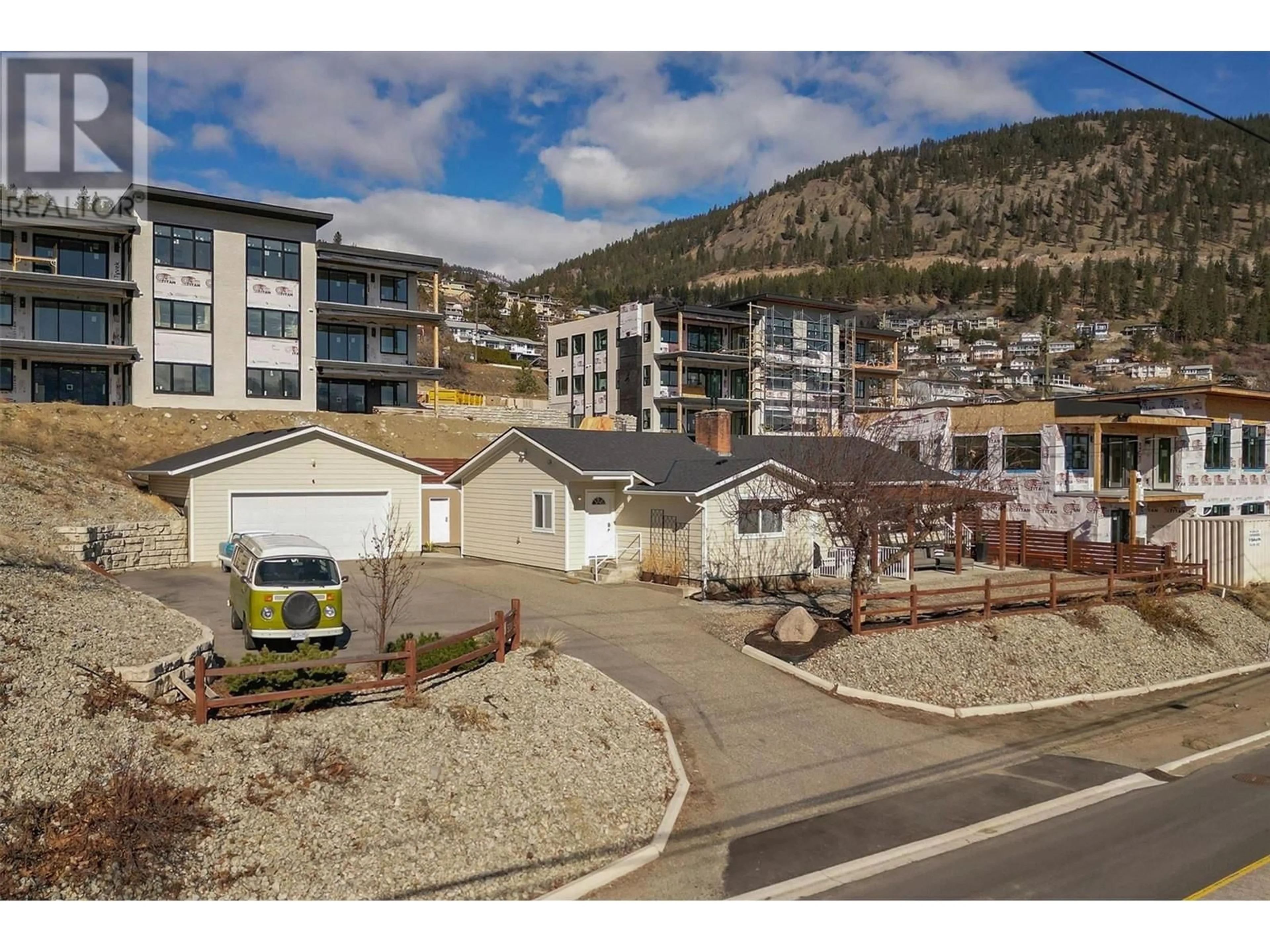 A pic from outside/outdoor area/front of a property/back of a property/a pic from drone, mountain view for 5308 BUCHANAN ROAD, Peachland British Columbia V0H1X1