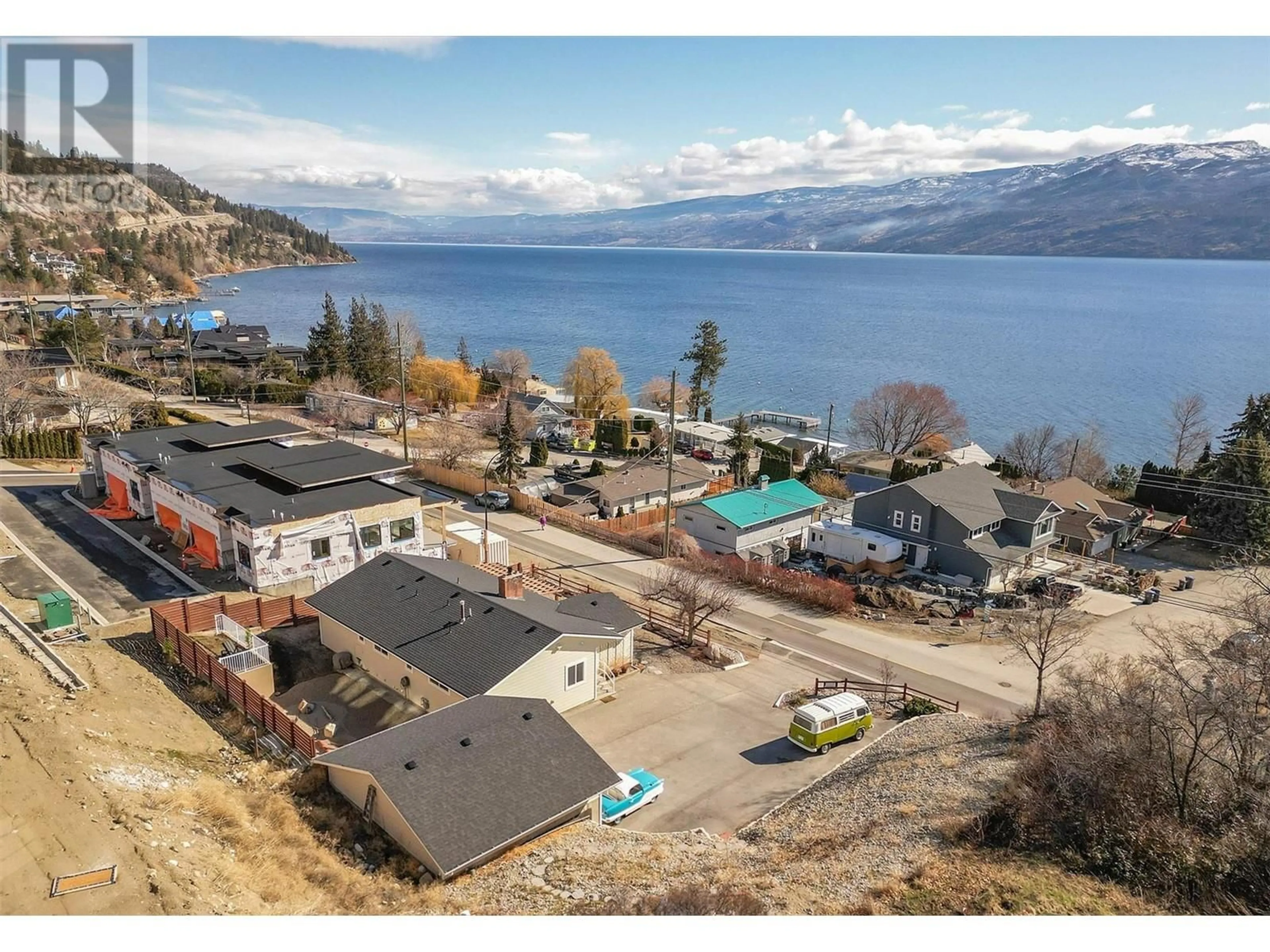 A pic from outside/outdoor area/front of a property/back of a property/a pic from drone, water/lake/river/ocean view for 5308 BUCHANAN ROAD, Peachland British Columbia V0H1X1