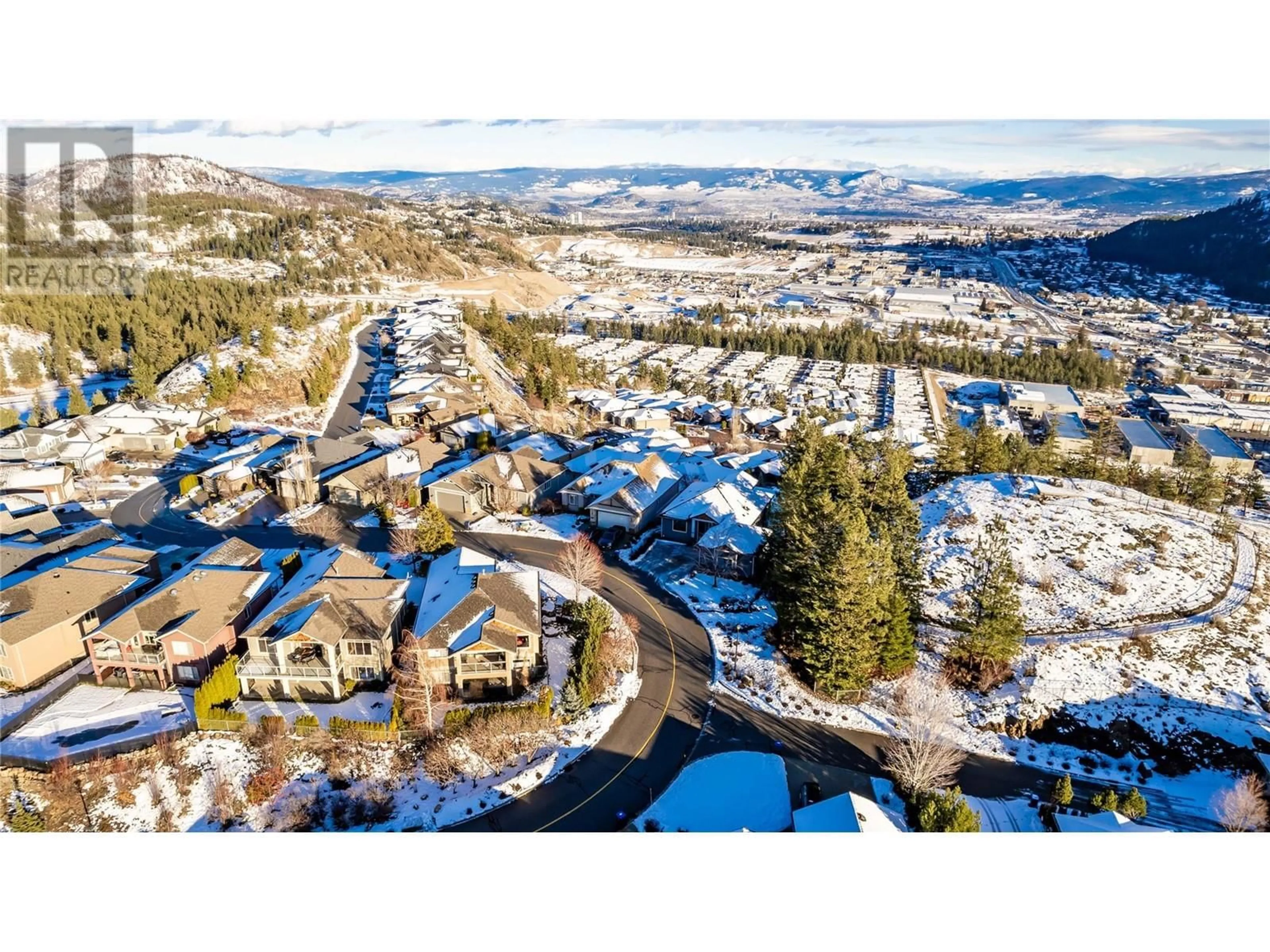 A pic from outside/outdoor area/front of a property/back of a property/a pic from drone, mountain view for 2039 Cornerstone Drive, West Kelowna British Columbia V4T2Y3