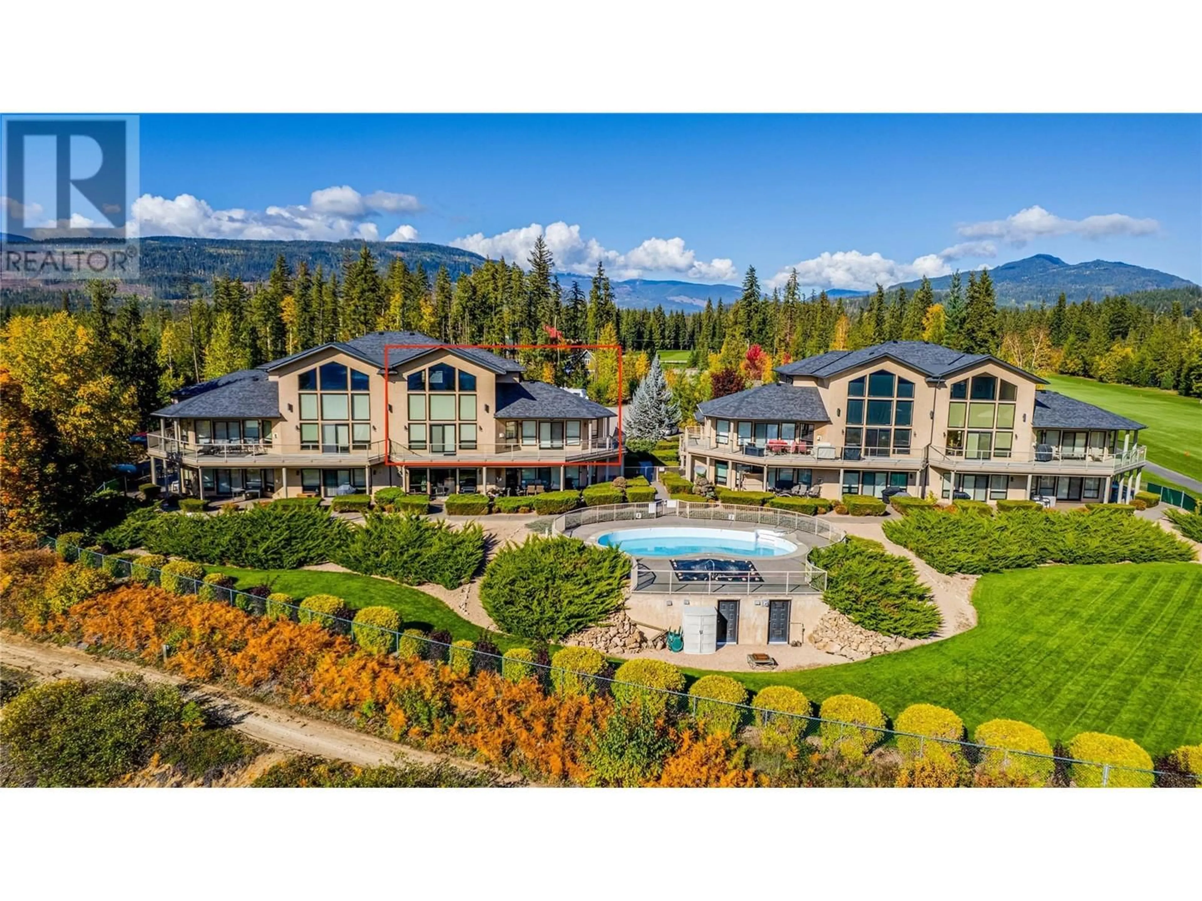 A pic from outside/outdoor area/front of a property/back of a property/a pic from drone, mountain view for 3473 Lakeview Place Unit# 203, Enderby British Columbia V0E1V5