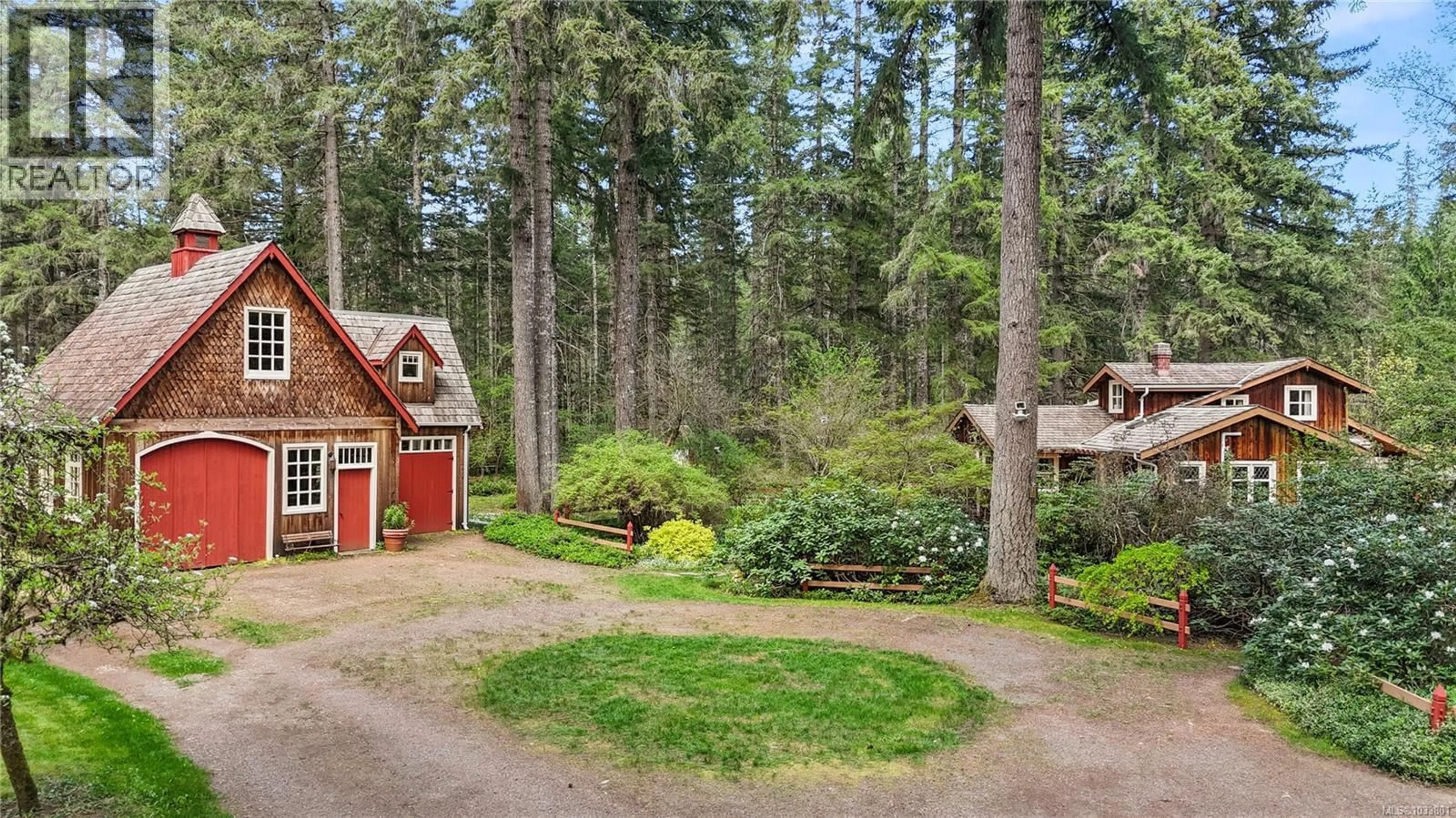 A pic from outside/outdoor area/front of a property/back of a property/a pic from drone, forest/trees view for 3856 DOHM ROAD, Black Creek British Columbia V9J1E7