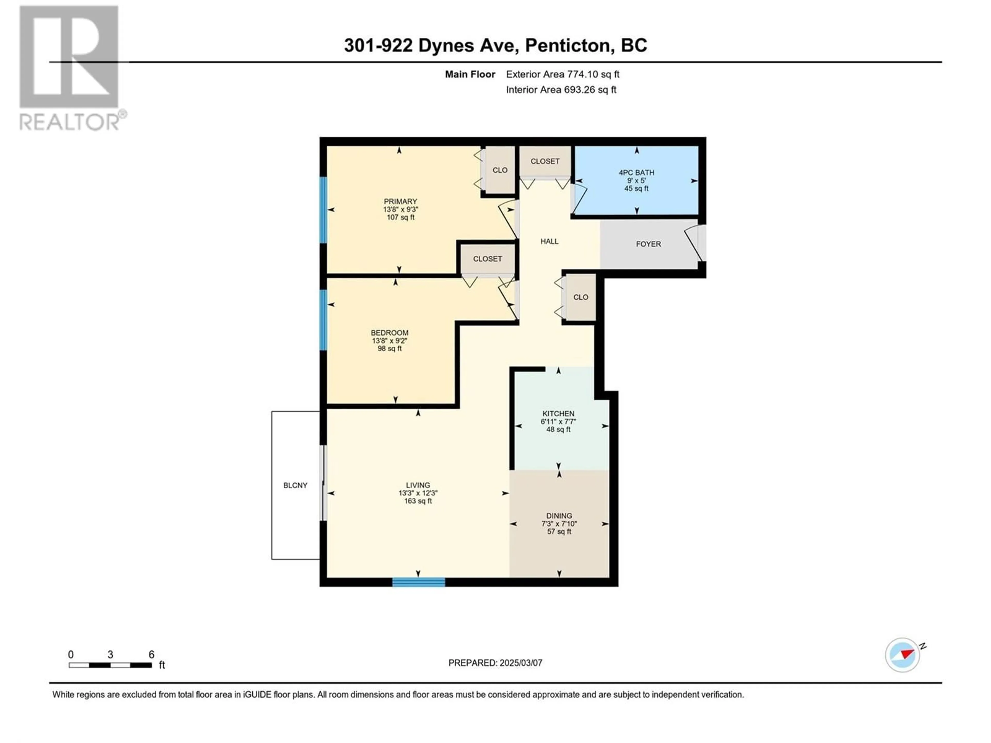 Floor plan for 922 Dynes Avenue Unit# 301, Penticton British Columbia V2A7X7