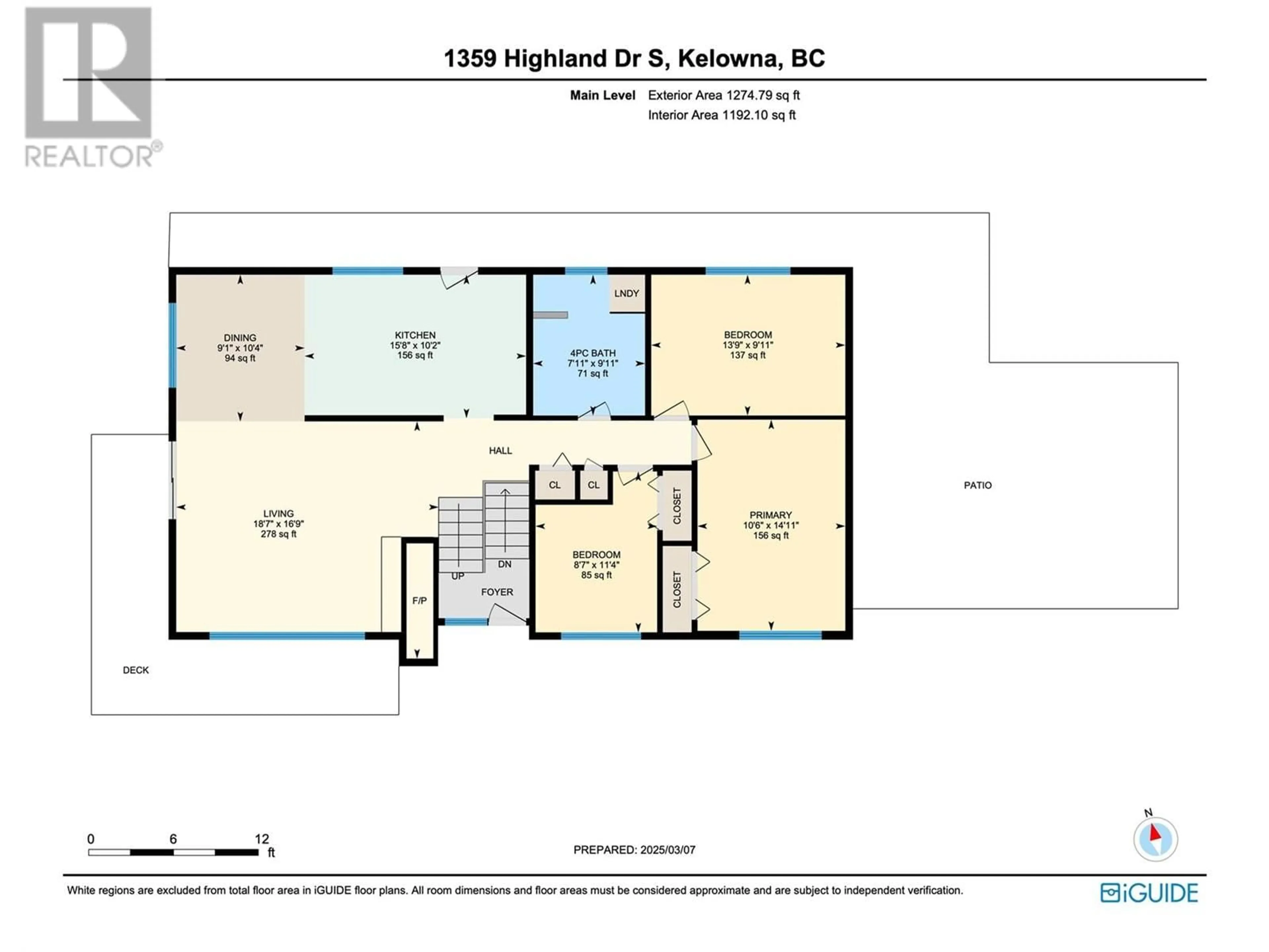 Floor plan for 1359 Highland Drive S, Kelowna British Columbia V1Y3V9