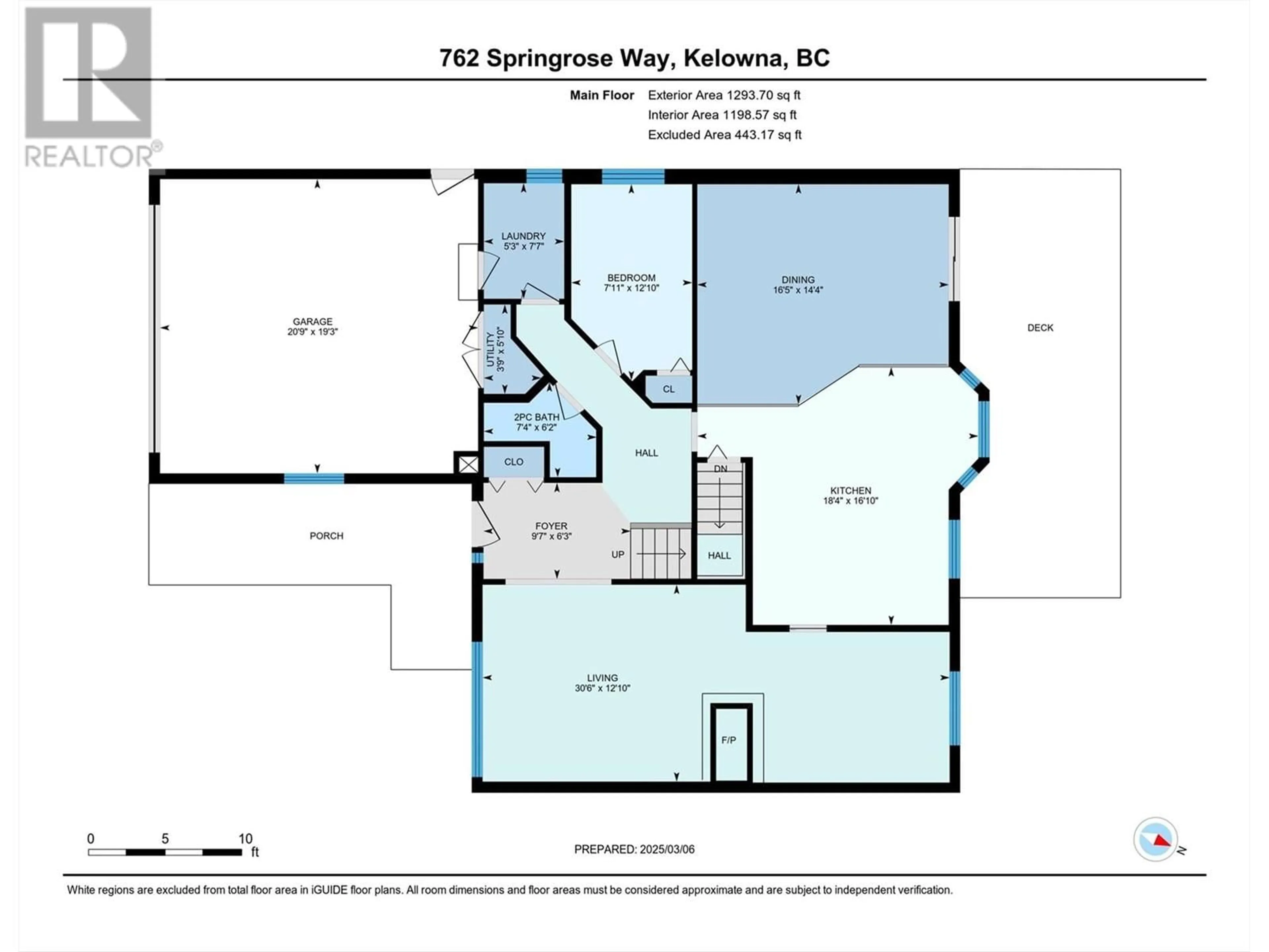 Floor plan for 762 Springrose Way Lot# 6, Kelowna British Columbia V1W3M2