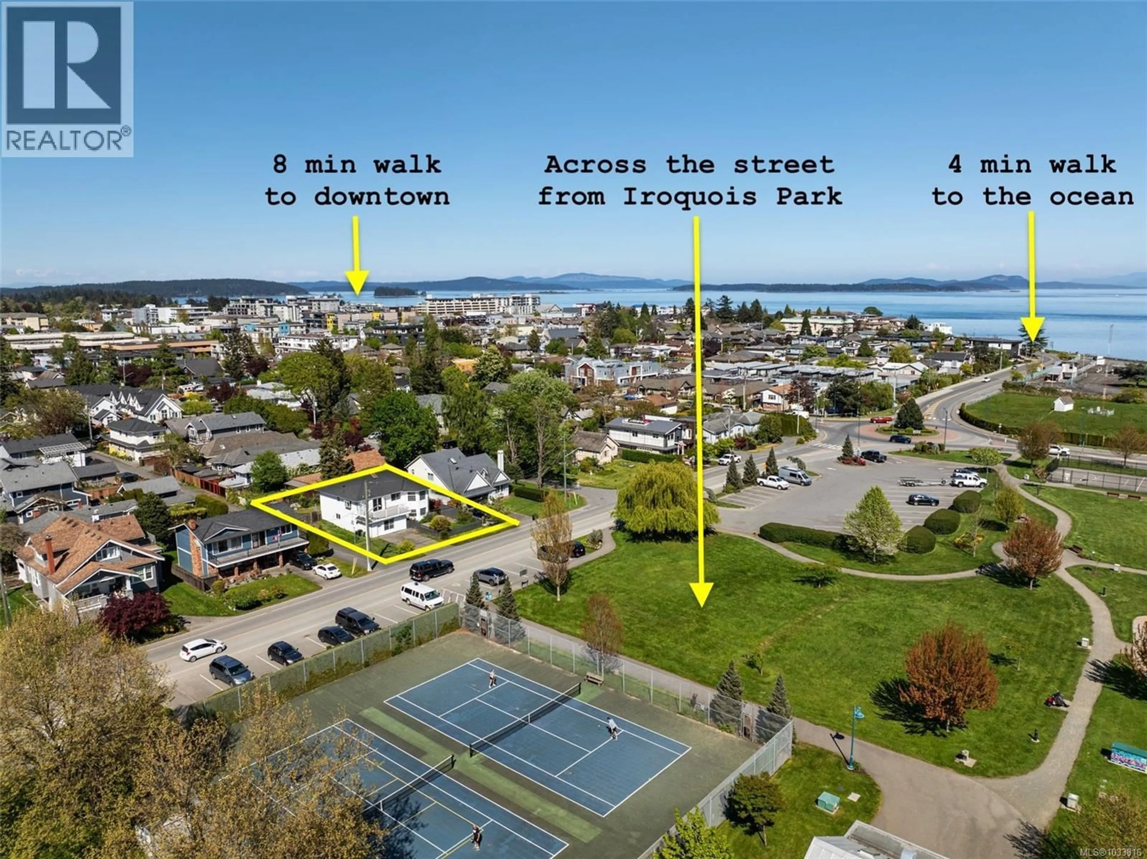 A pic from outside/outdoor area/front of a property/back of a property/a pic from drone, water/lake/river/ocean view for 2344 OCEAN AVENUE, Sidney British Columbia V8L4V9