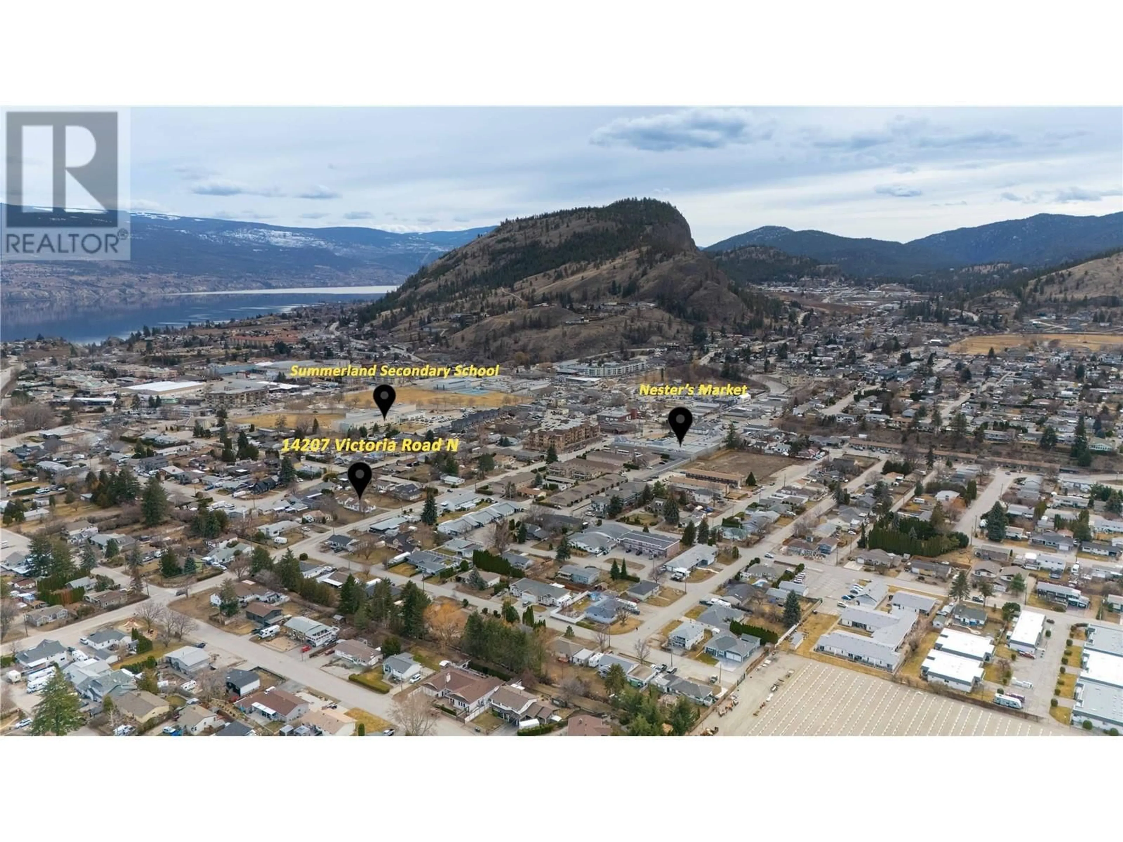 A pic from outside/outdoor area/front of a property/back of a property/a pic from drone, mountain view for 14207 VICTORIA ROAD NORTH, Summerland British Columbia V0H1Z0