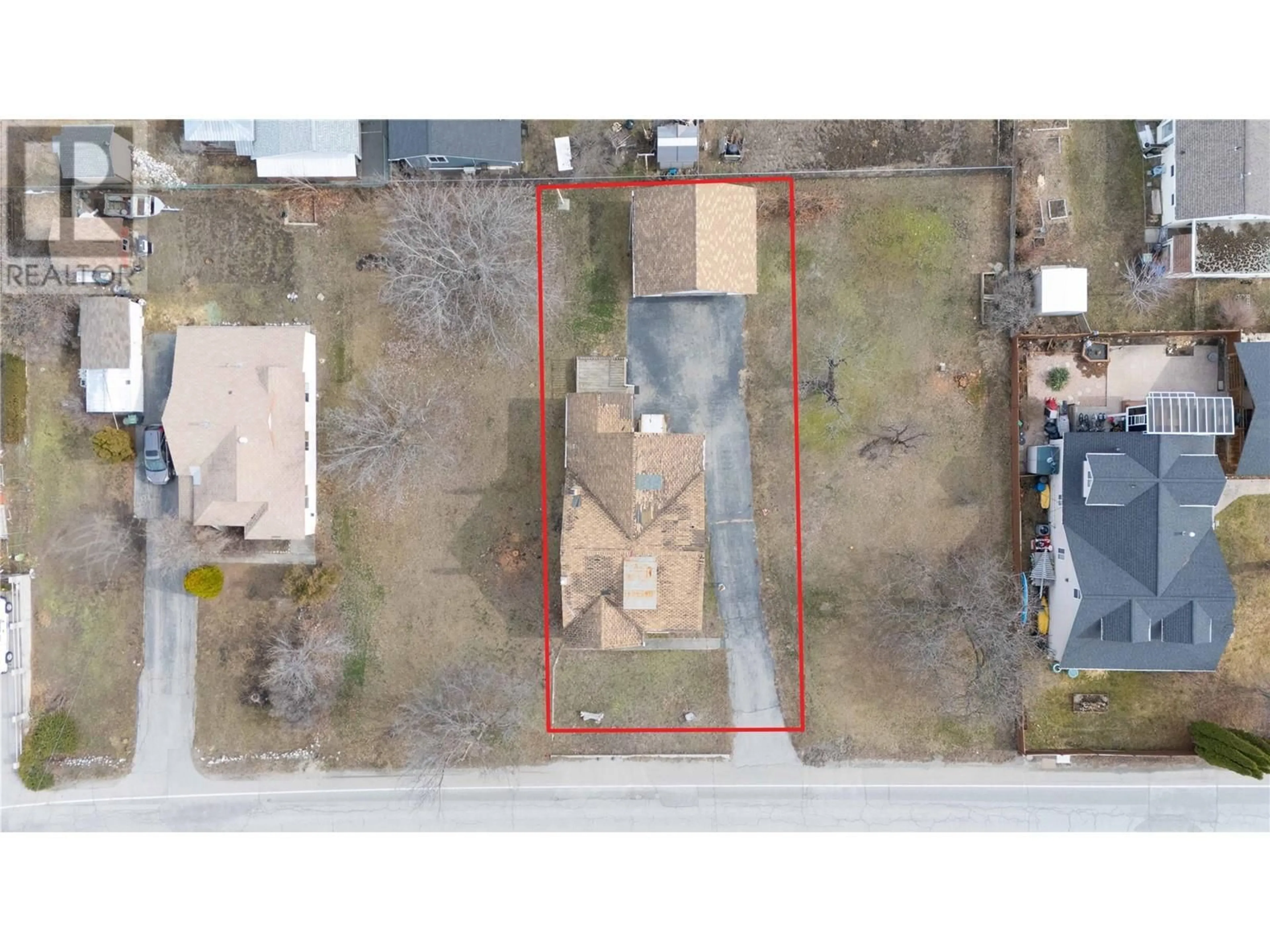 A pic from outside/outdoor area/front of a property/back of a property/a pic from drone, building for 14207 VICTORIA ROAD NORTH, Summerland British Columbia V0H1Z0