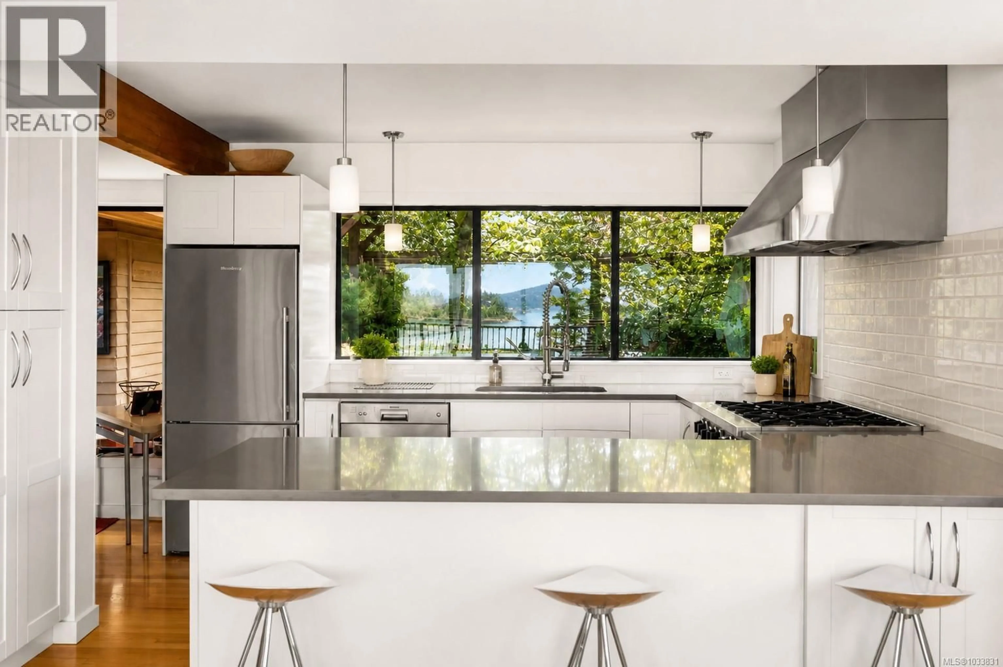 Contemporary kitchen, ceramic/tile floor for 598 MELDRAM DRIVE, North Saanich British Columbia V8L5V8