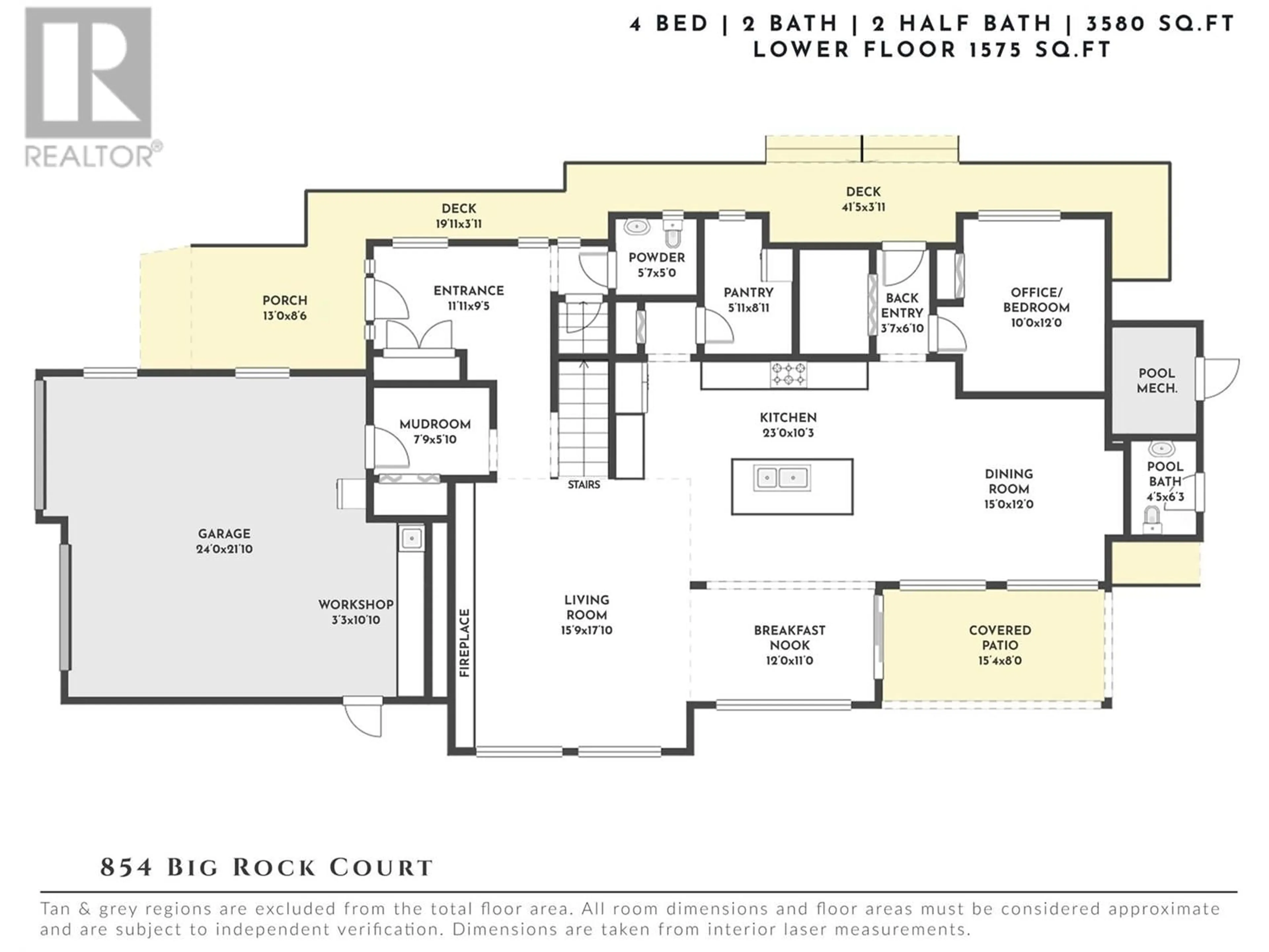 Floor plan for 854 Big Rock Court, Kelowna British Columbia V1V2S1