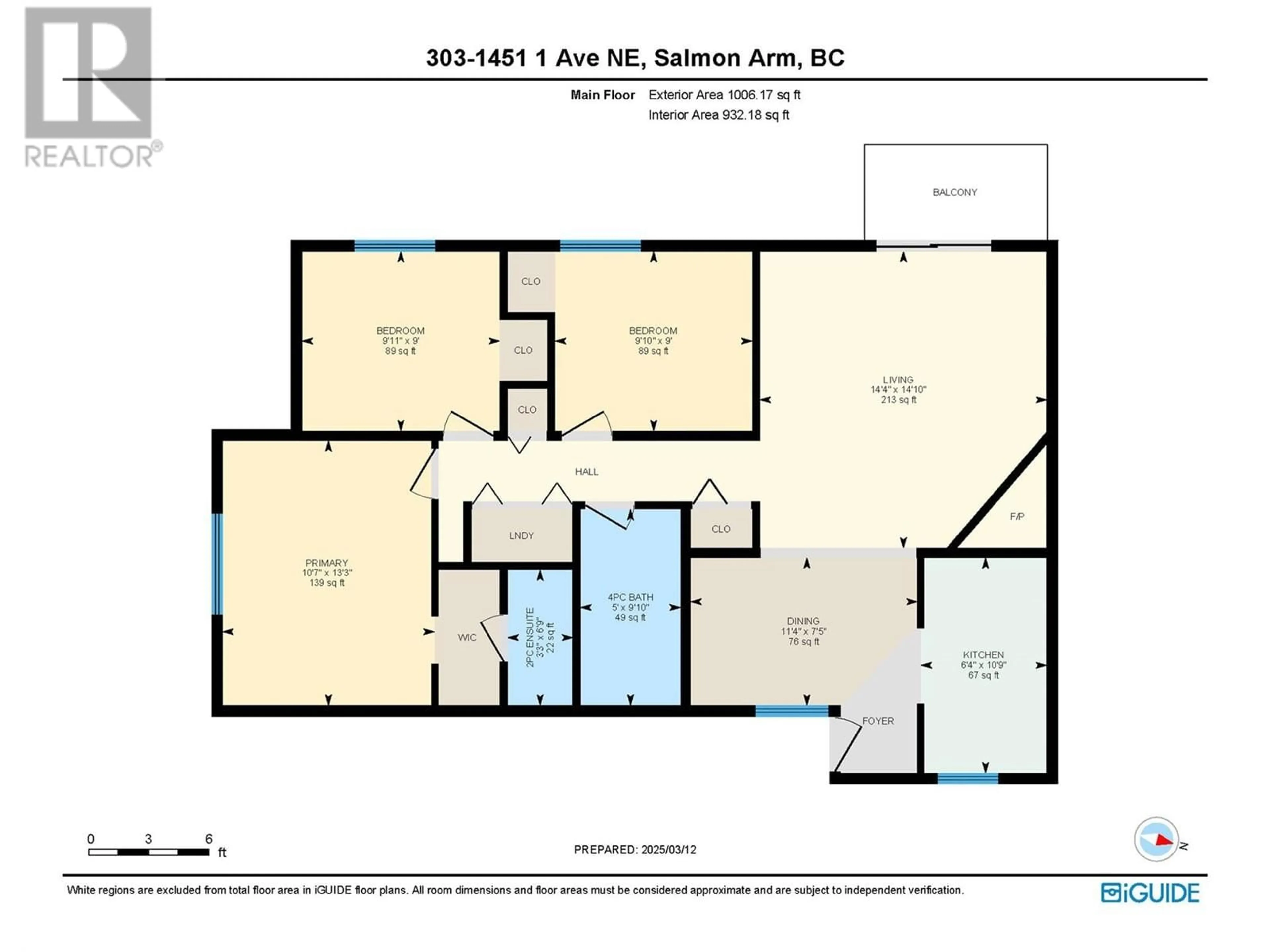 Floor plan for 1451 1 Avenue NE Unit# 303, Salmon Arm British Columbia V1E1N7