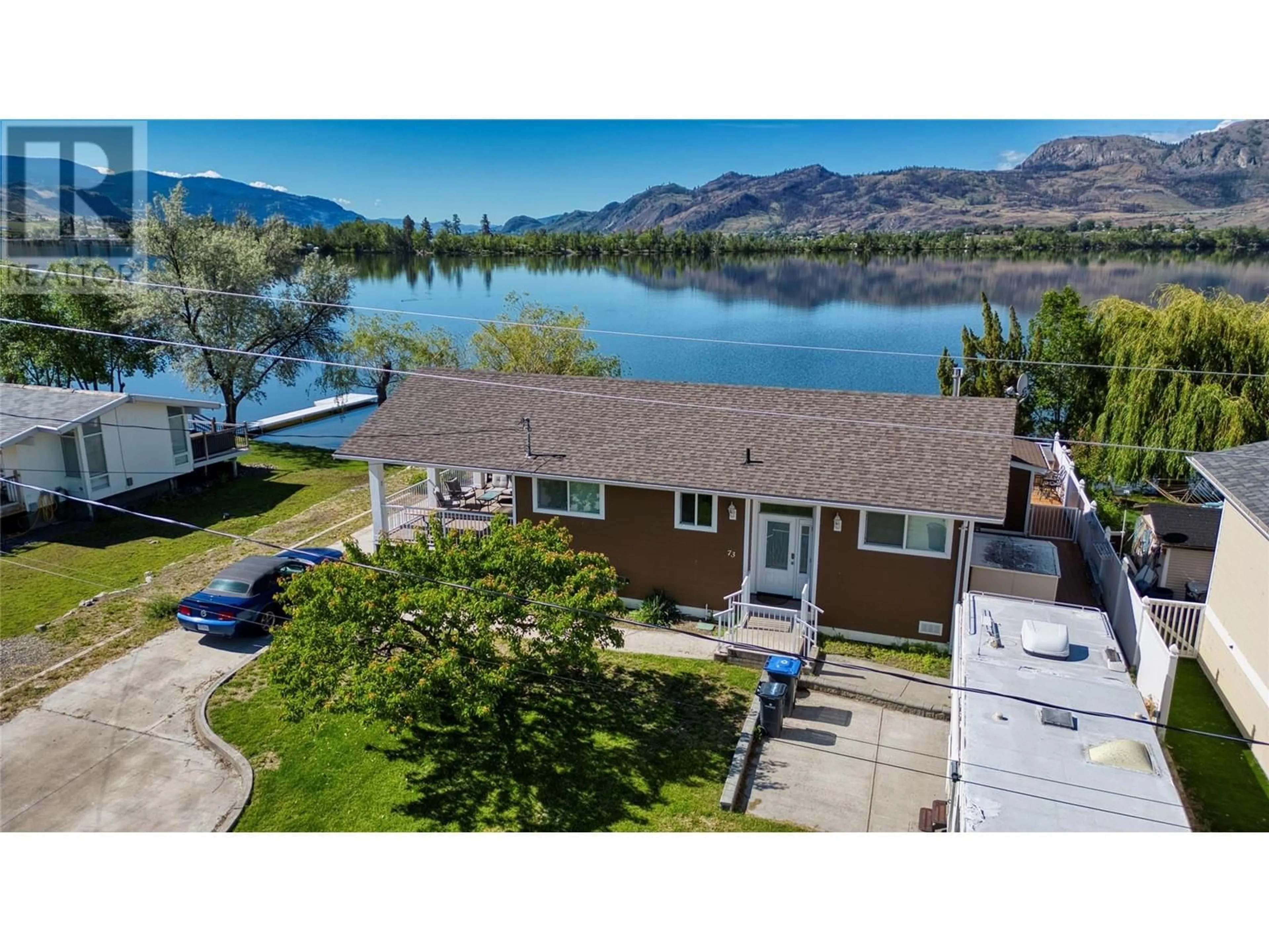 A pic from outside/outdoor area/front of a property/back of a property/a pic from drone, water/lake/river/ocean view for 73 HARBOUR KEY DRIVE, Osoyoos British Columbia V0H1V3
