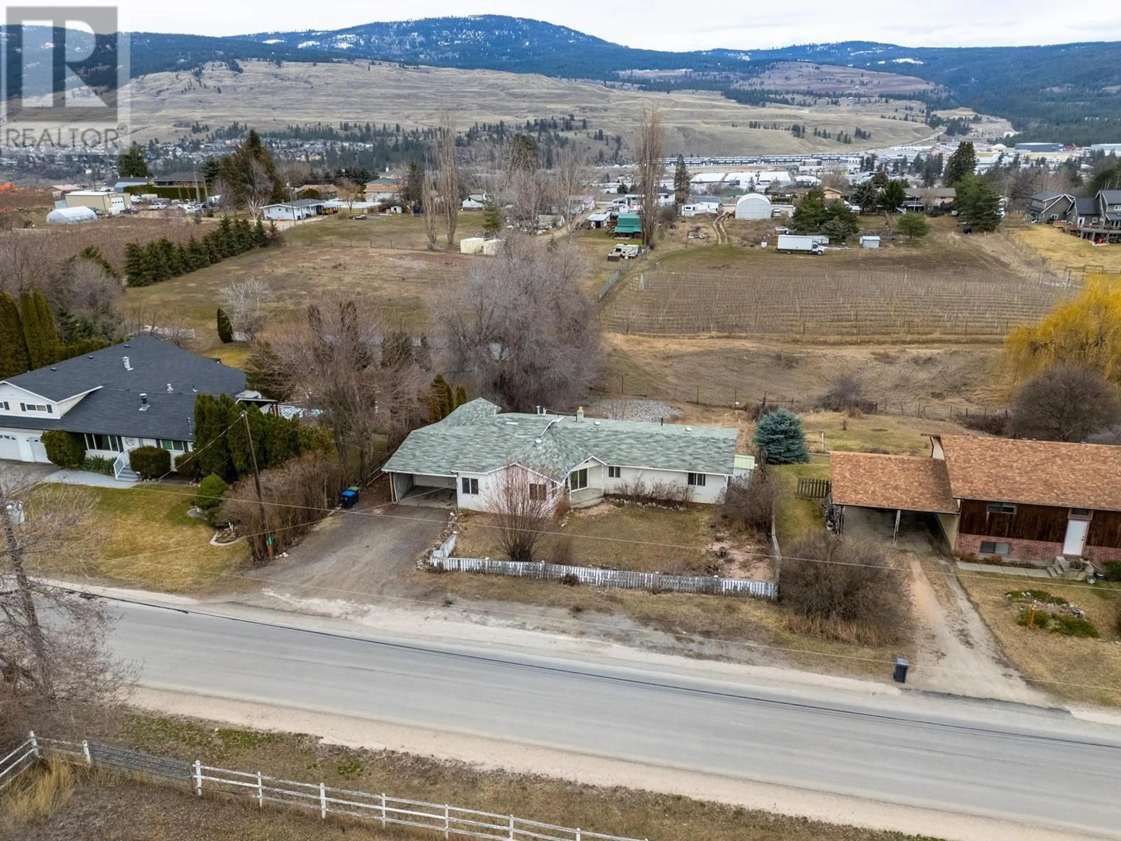 A pic from outside/outdoor area/front of a property/back of a property/a pic from drone, mountain view for 9643 SEATON ROAD, Lake Country British Columbia V4V1L9