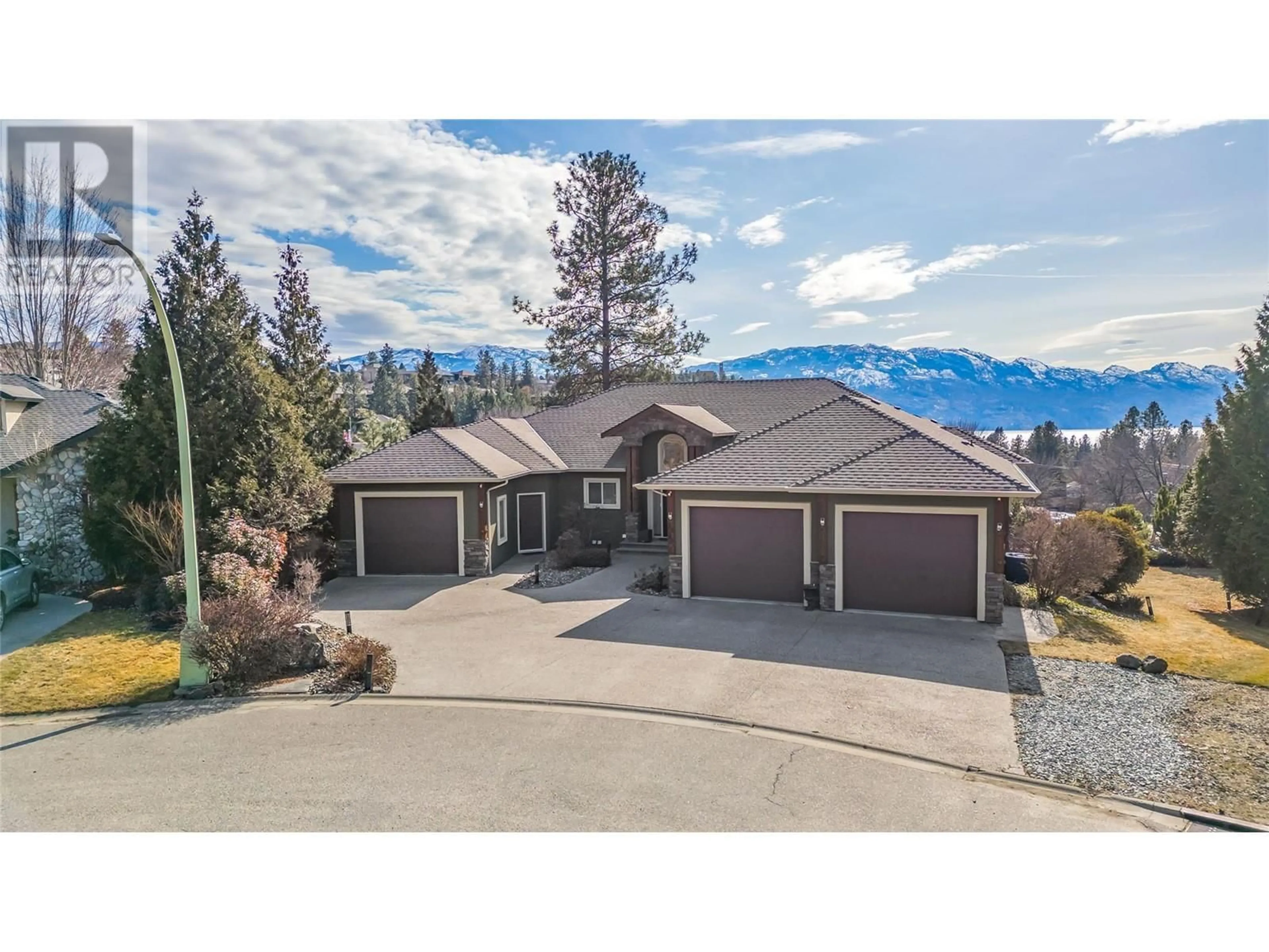 A pic from outside/outdoor area/front of a property/back of a property/a pic from drone, mountain view for 3356 MERLOT COURT, West Kelowna British Columbia V4T2W7