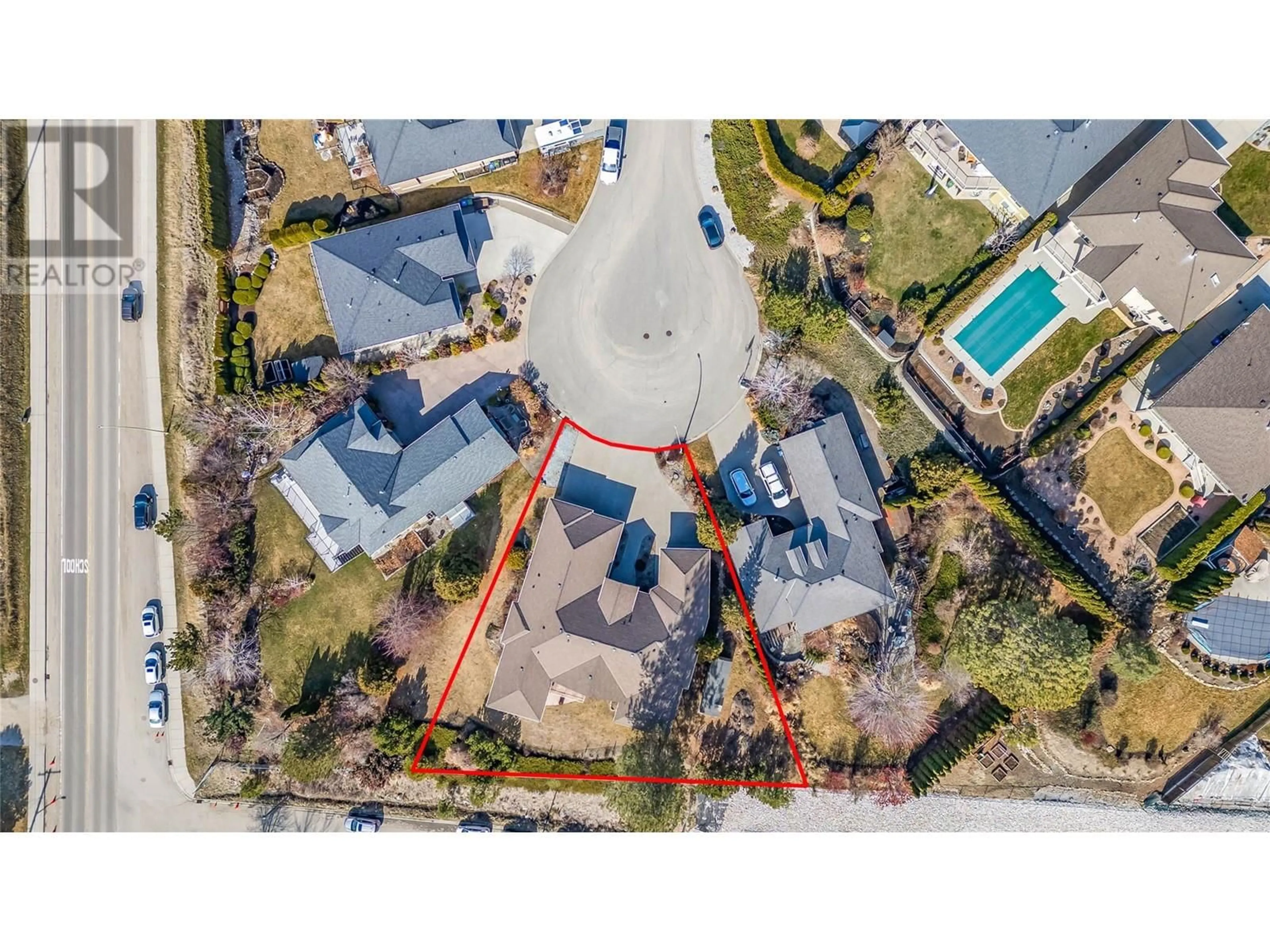 A pic from outside/outdoor area/front of a property/back of a property/a pic from drone, street for 3356 MERLOT COURT, West Kelowna British Columbia V4T2W7