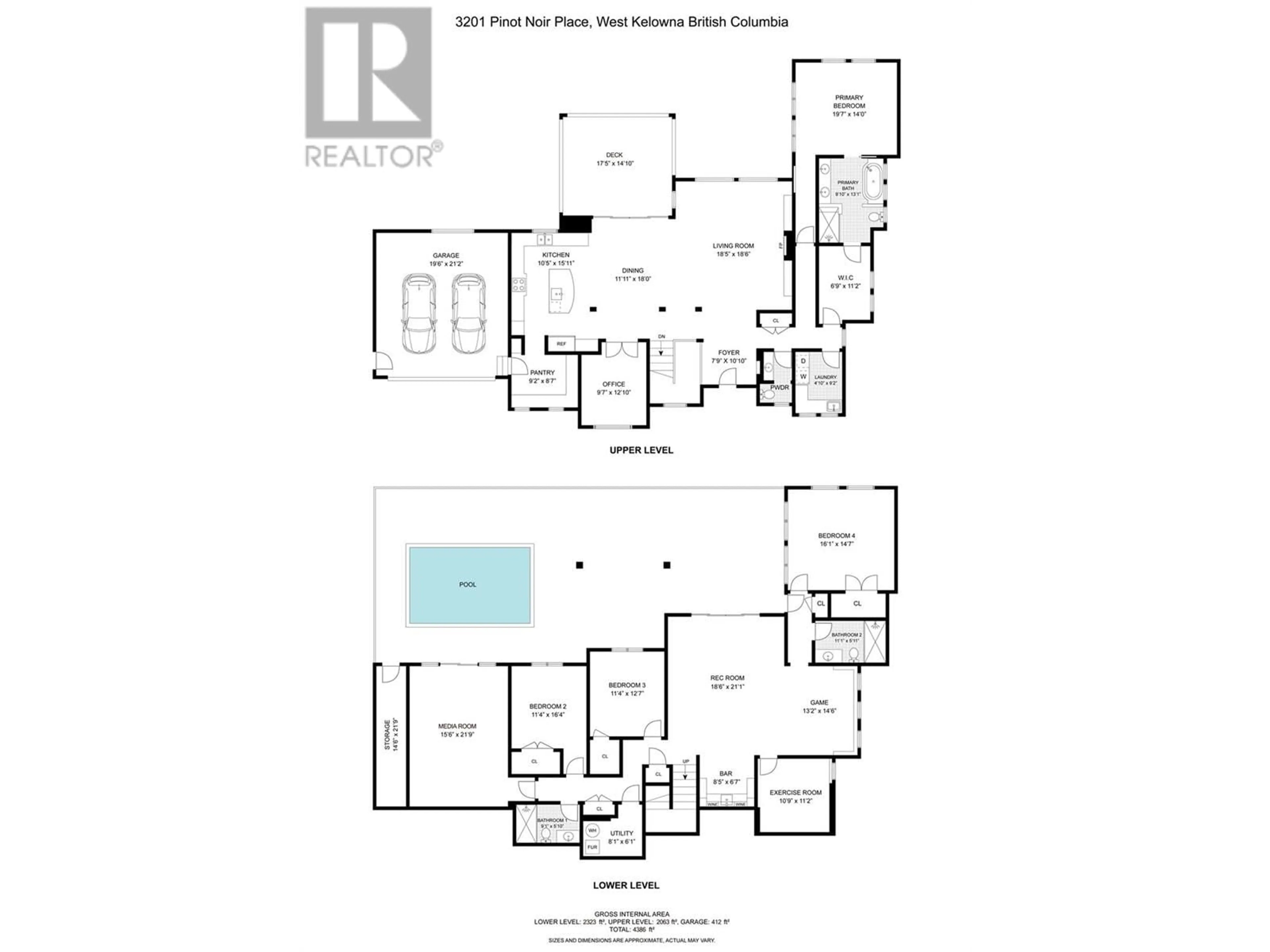 Floor plan for 3201 Pinot Noir Place, West Kelowna British Columbia V4T3H9