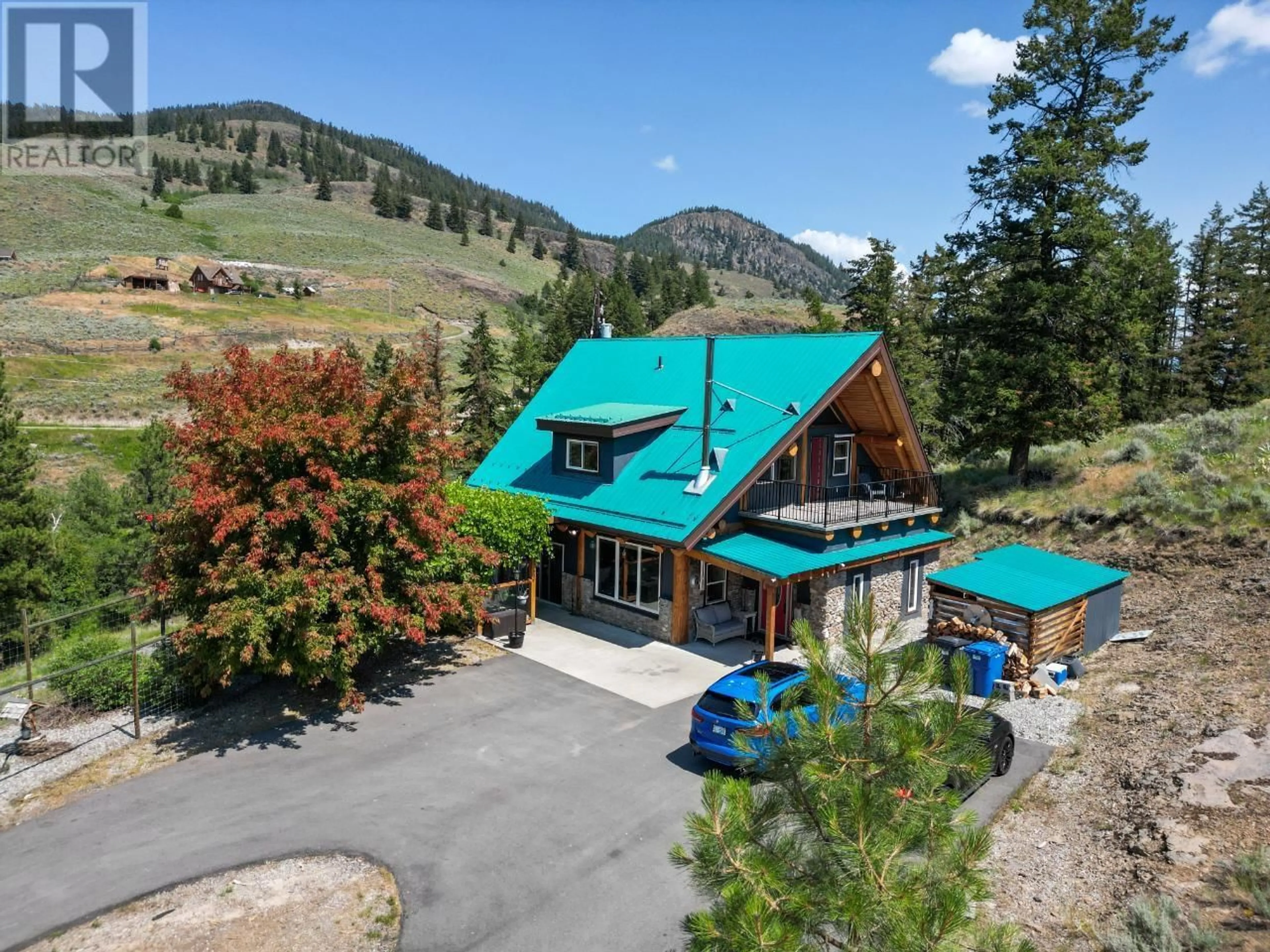 A pic from outside/outdoor area/front of a property/back of a property/a pic from drone, mountain view for 789 TOY CREEK ROAD, Kaleden British Columbia V0H1K0