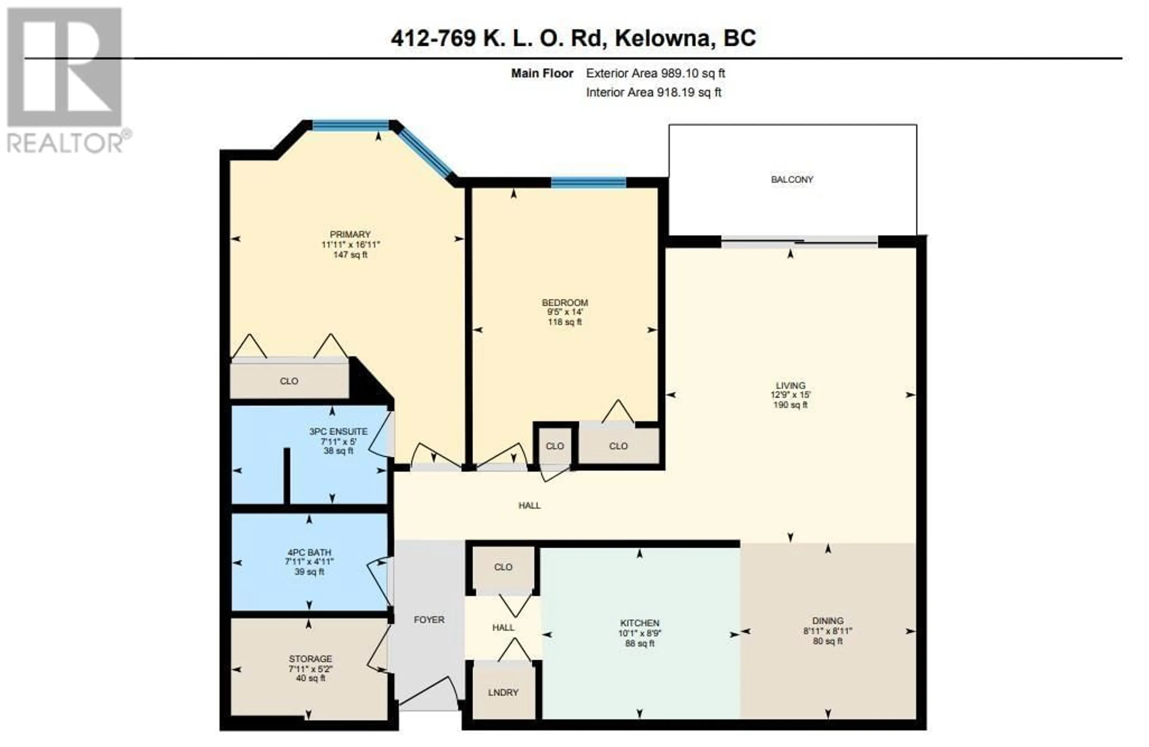 Floor plan for 412 - 769 KLO ROAD, Kelowna British Columbia V1Y9L9