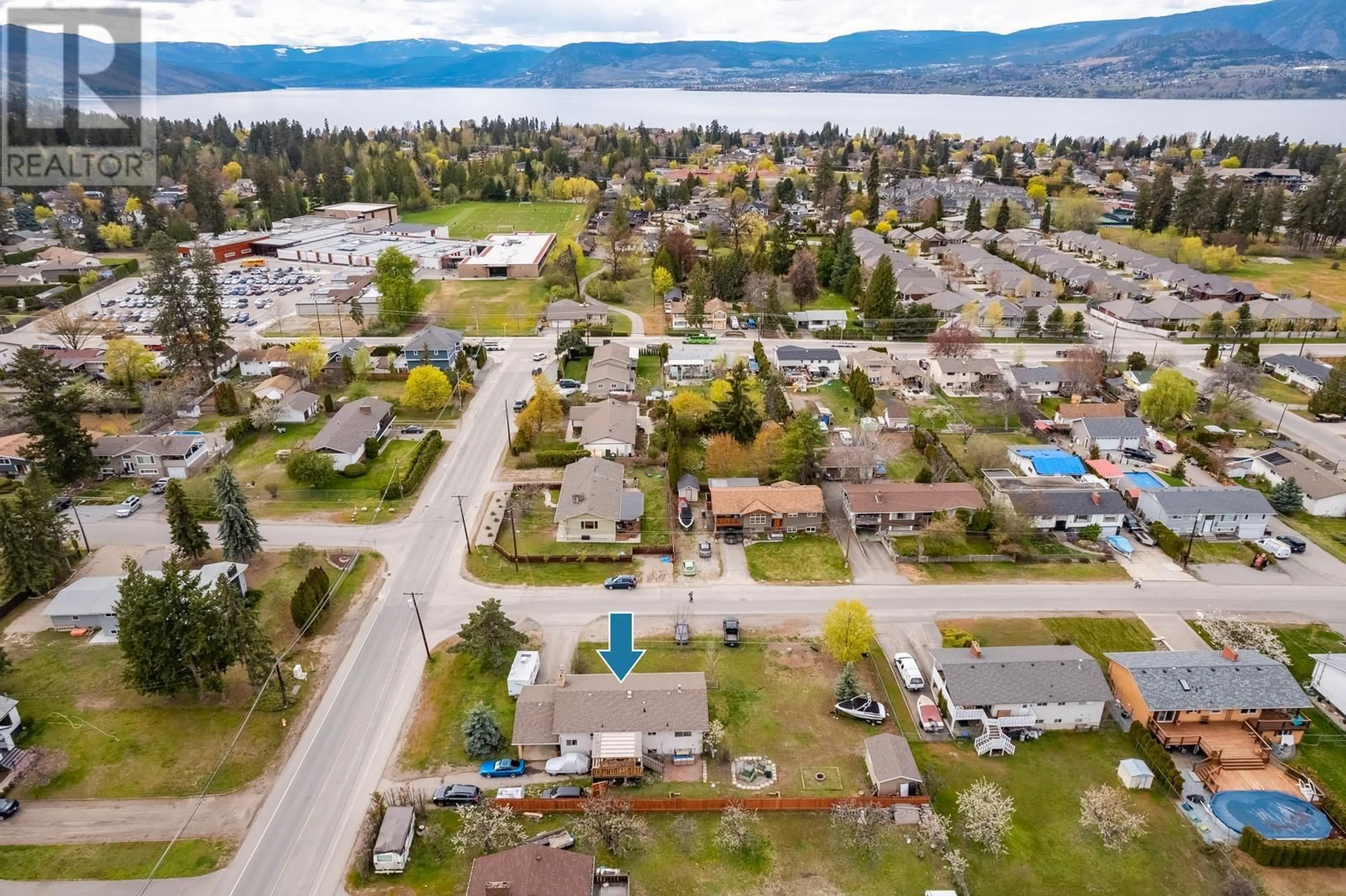 A pic from outside/outdoor area/front of a property/back of a property/a pic from drone, water/lake/river/ocean view for 4493 Wasilow Road, Kelowna British Columbia V1W1R7