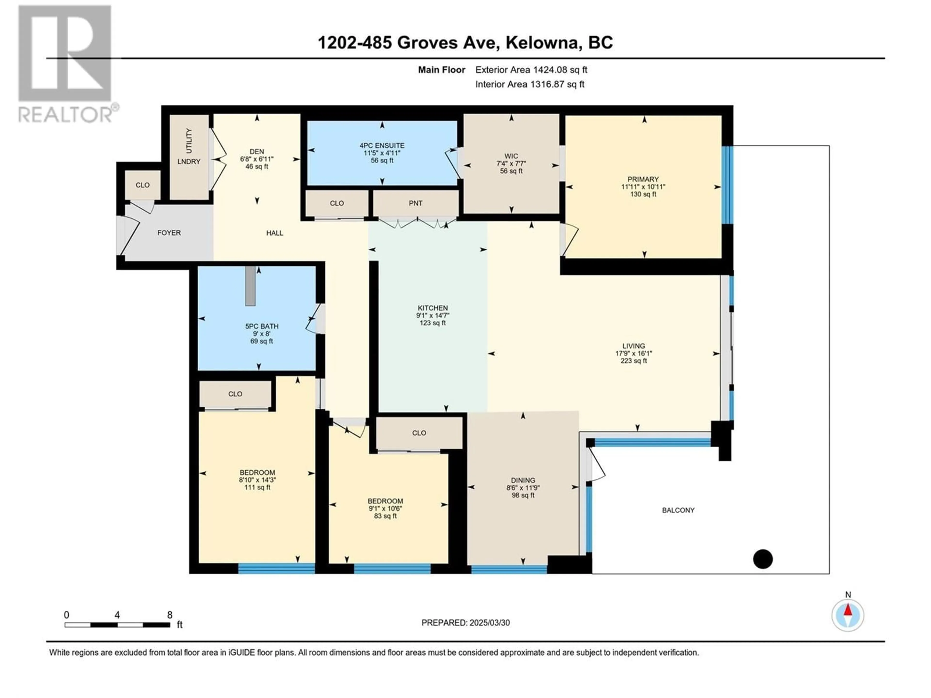 Floor plan for 1202 - 485 GROVES AVENUE, Kelowna British Columbia V1Y0C1
