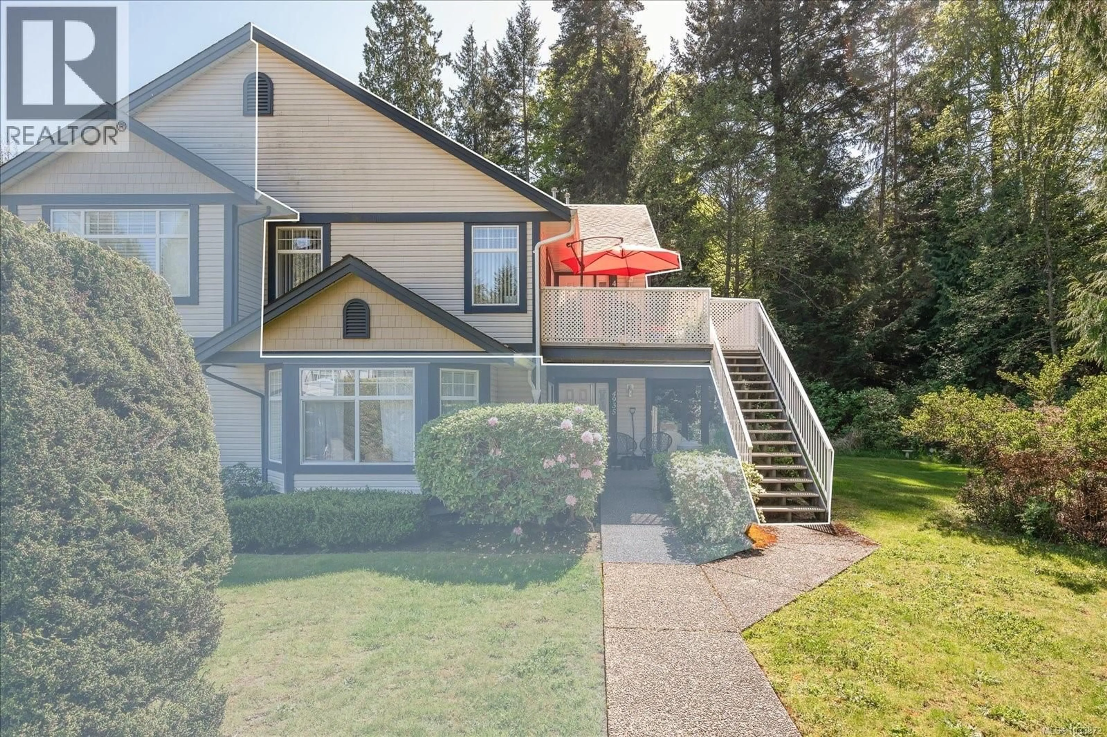 A pic from outside/outdoor area/front of a property/back of a property/a pic from drone, mountain view for 4937 CLEMATIS PLACE, Nanaimo British Columbia V9T1T4