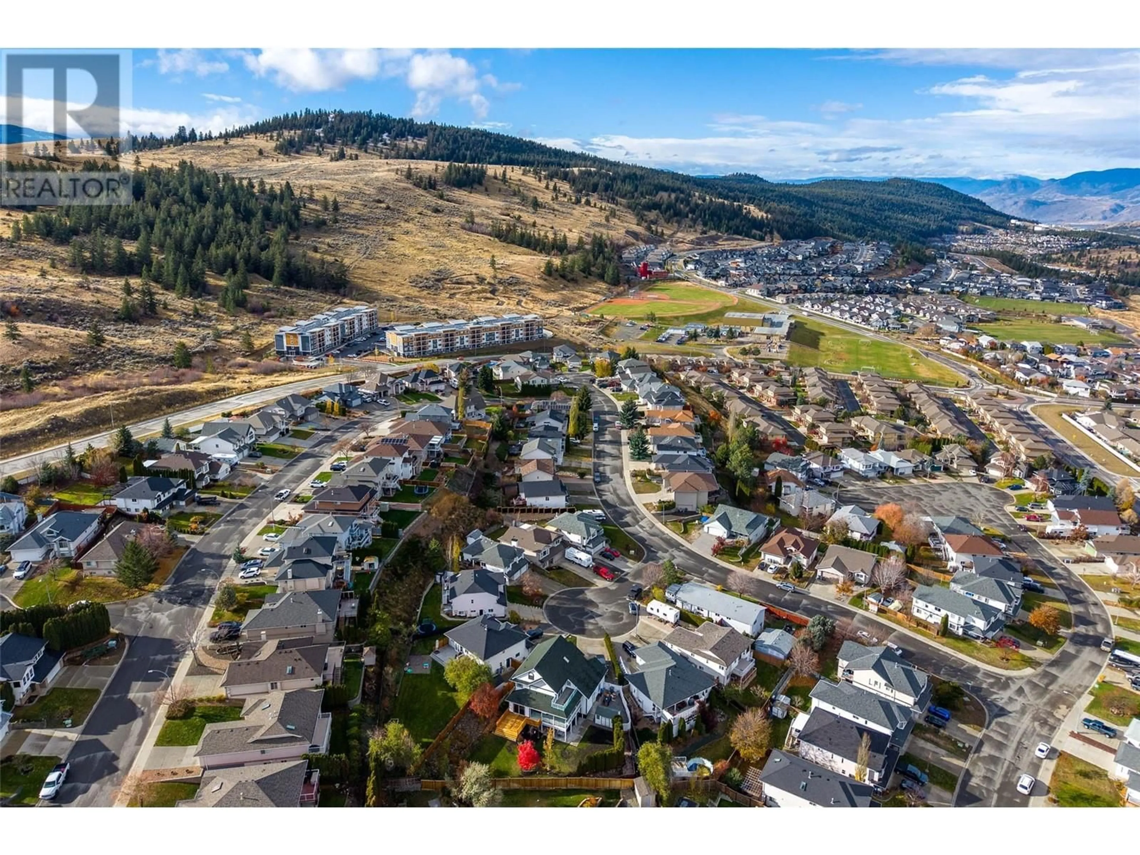 A pic from outside/outdoor area/front of a property/back of a property/a pic from drone, mountain view for 2327 CANONGATE PLACE, Kamloops British Columbia V1S1W8