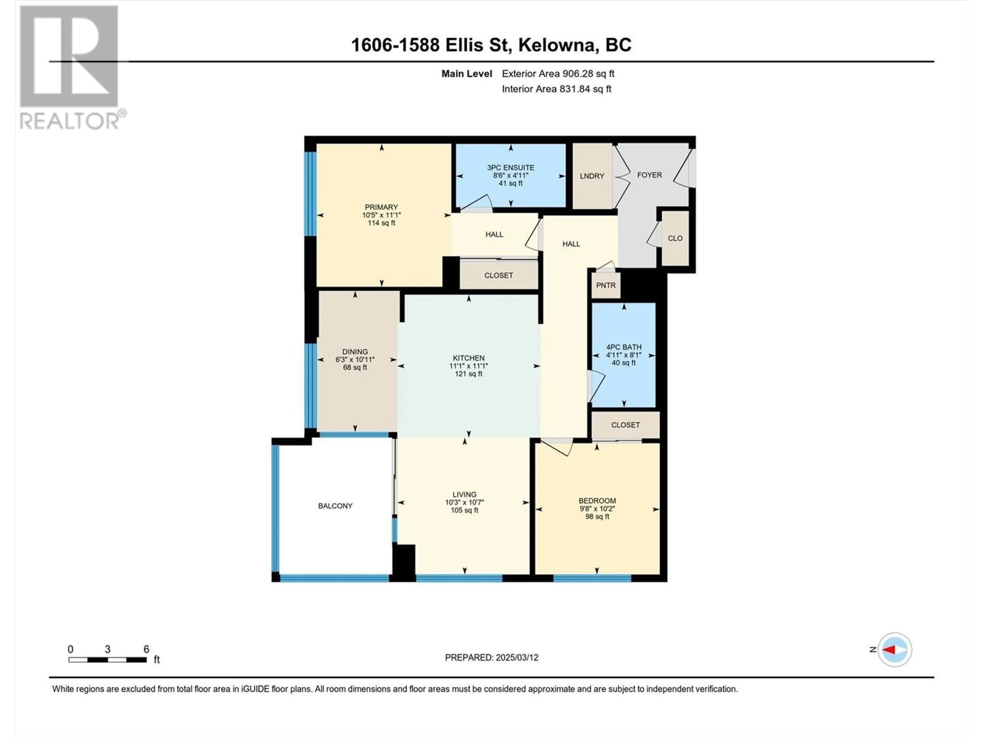 Floor plan for 1606 - 1588 ELLIS STREET, Kelowna British Columbia V1Y0H1