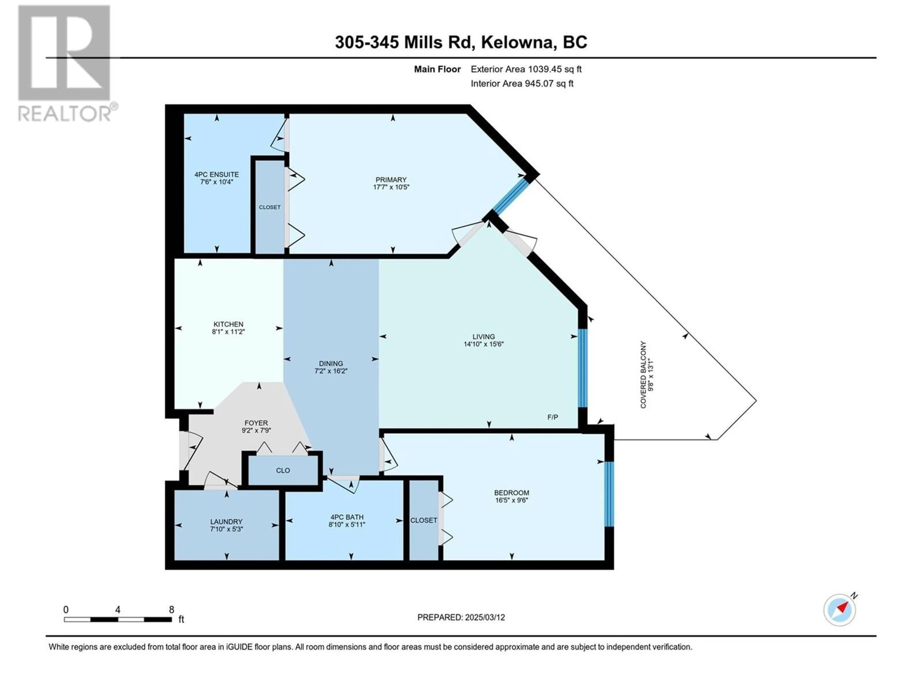 Floor plan for 305 - 345 MILLS ROAD, Kelowna British Columbia V1X4G9