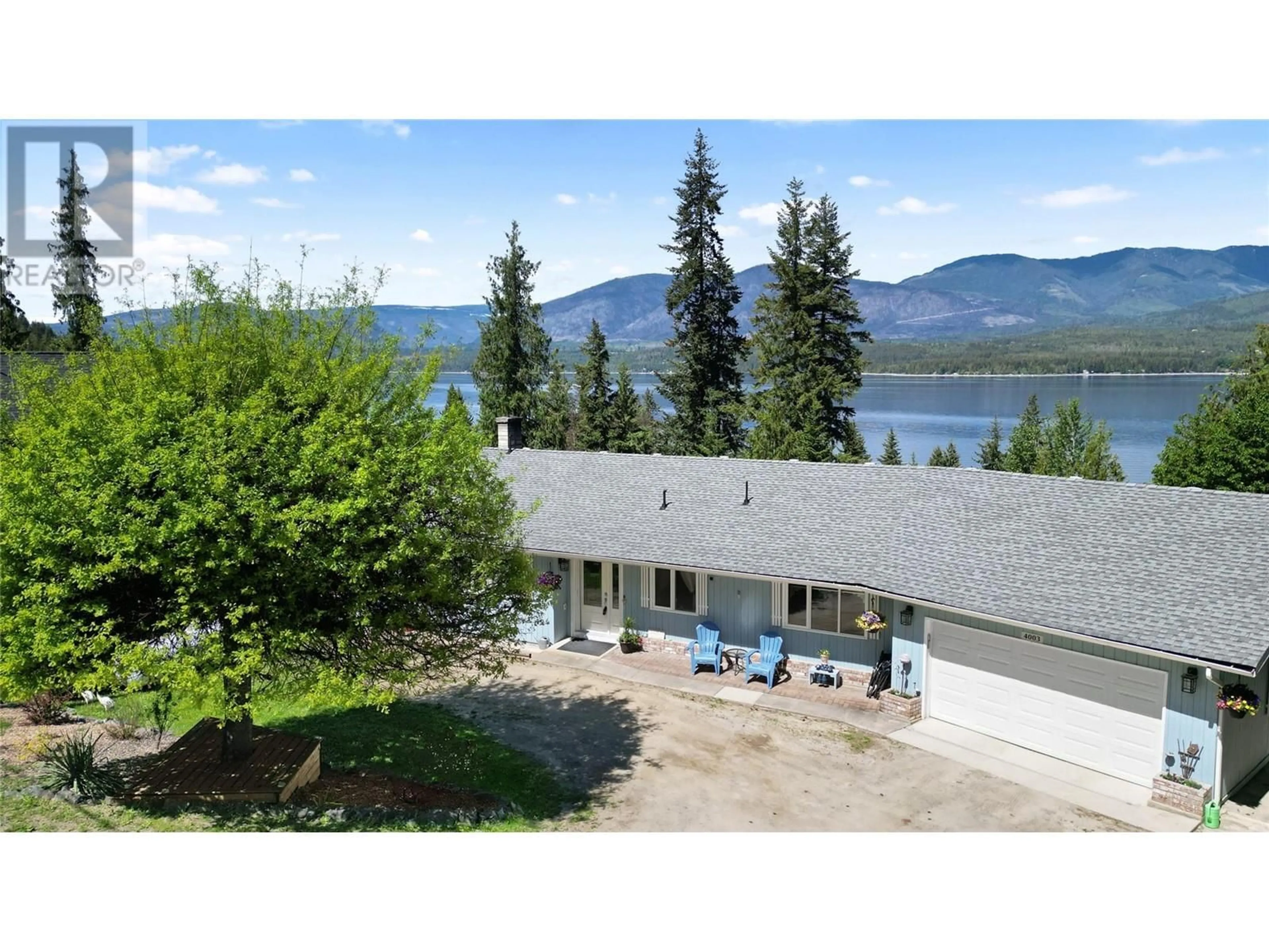 A pic from outside/outdoor area/front of a property/back of a property/a pic from drone, water/lake/river/ocean view for 4003 GREAVES ROAD, Eagle Bay British Columbia V0E1T0