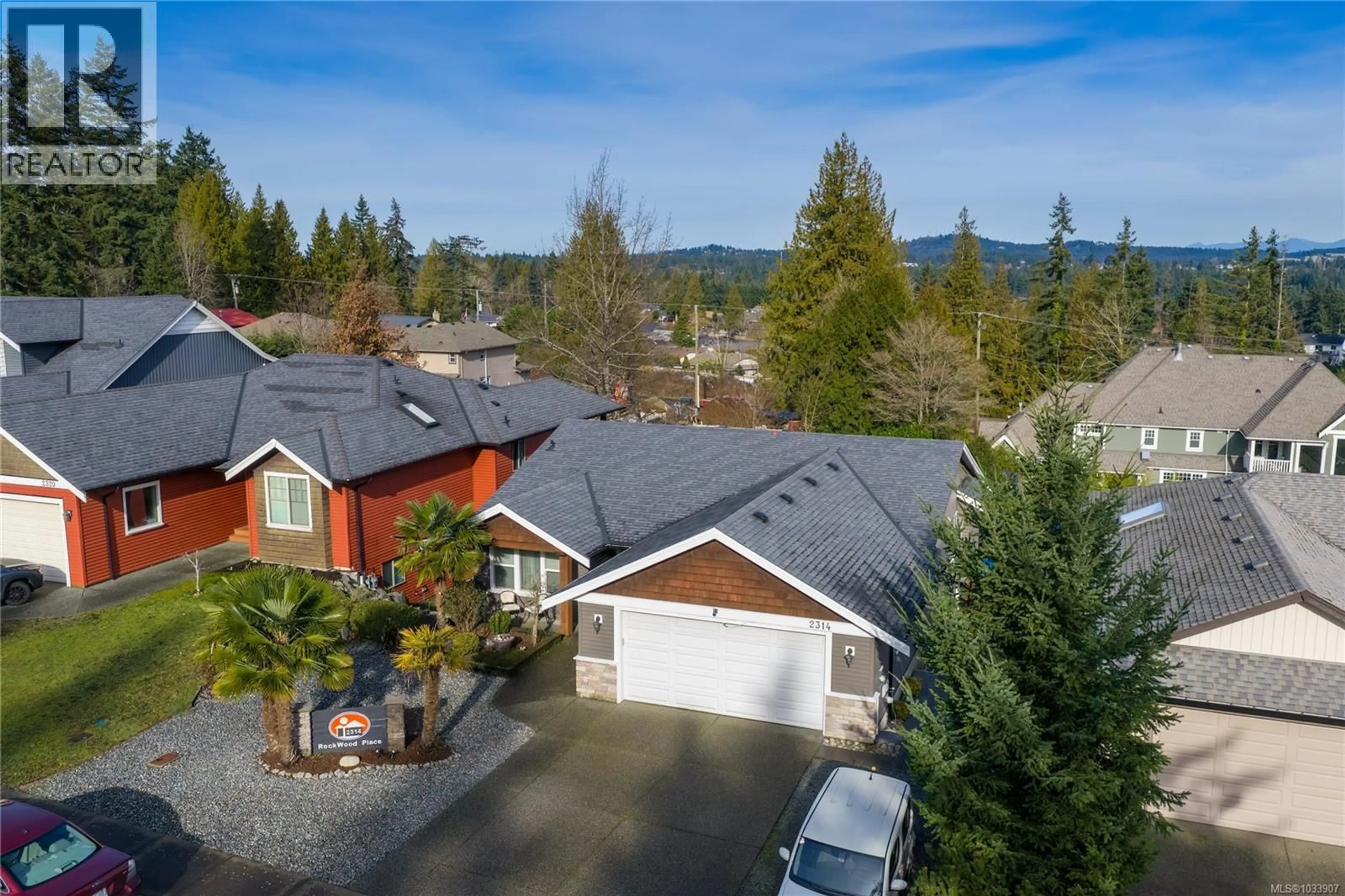 A pic from outside/outdoor area/front of a property/back of a property/a pic from drone, mountain view for 2314 ROCKWOOD PLACE, Nanaimo British Columbia V9R7B3