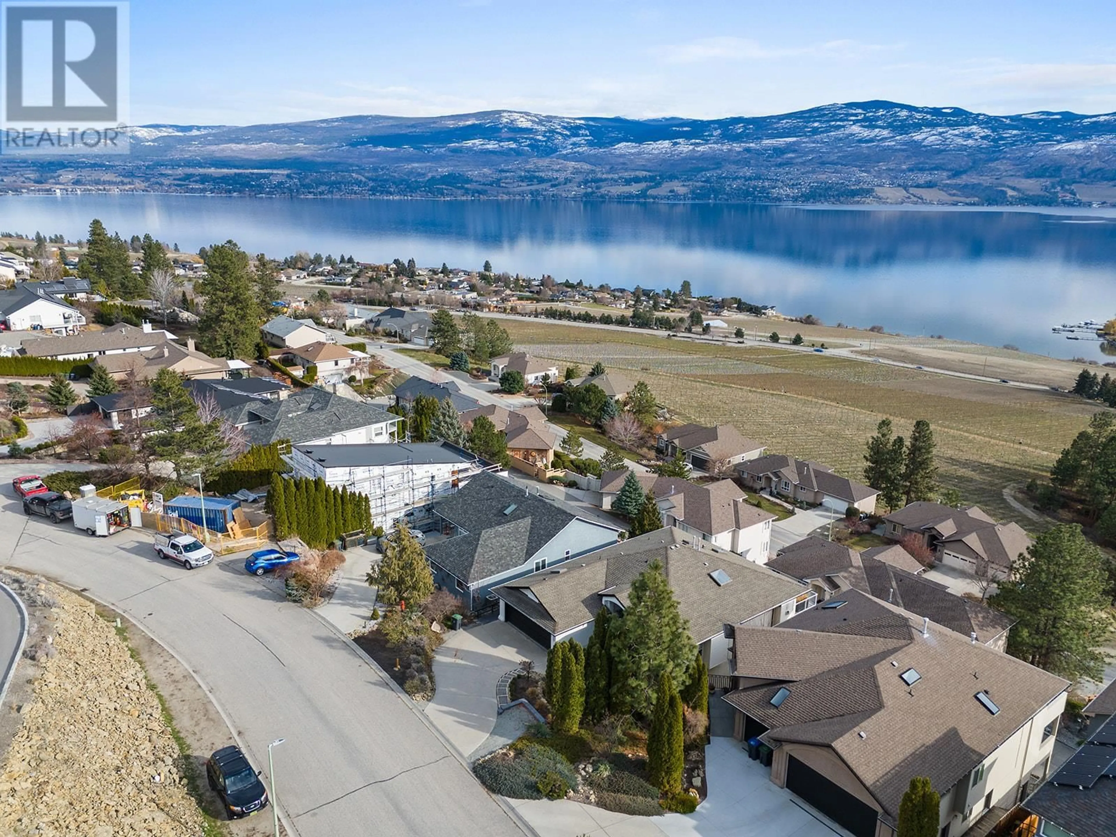 A pic from outside/outdoor area/front of a property/back of a property/a pic from drone, water/lake/river/ocean view for 1405 MENU ROAD, West Kelowna British Columbia V4T2R9