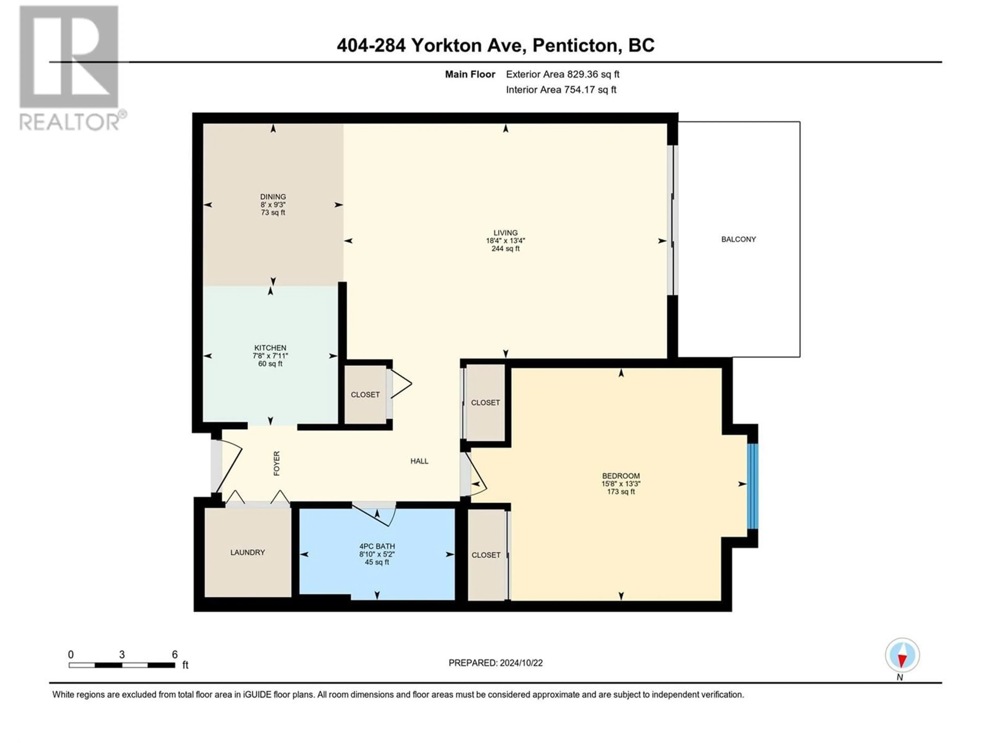 Floor plan for 404 - 284 YORKTON AVENUE, Penticton British Columbia V2A3V5