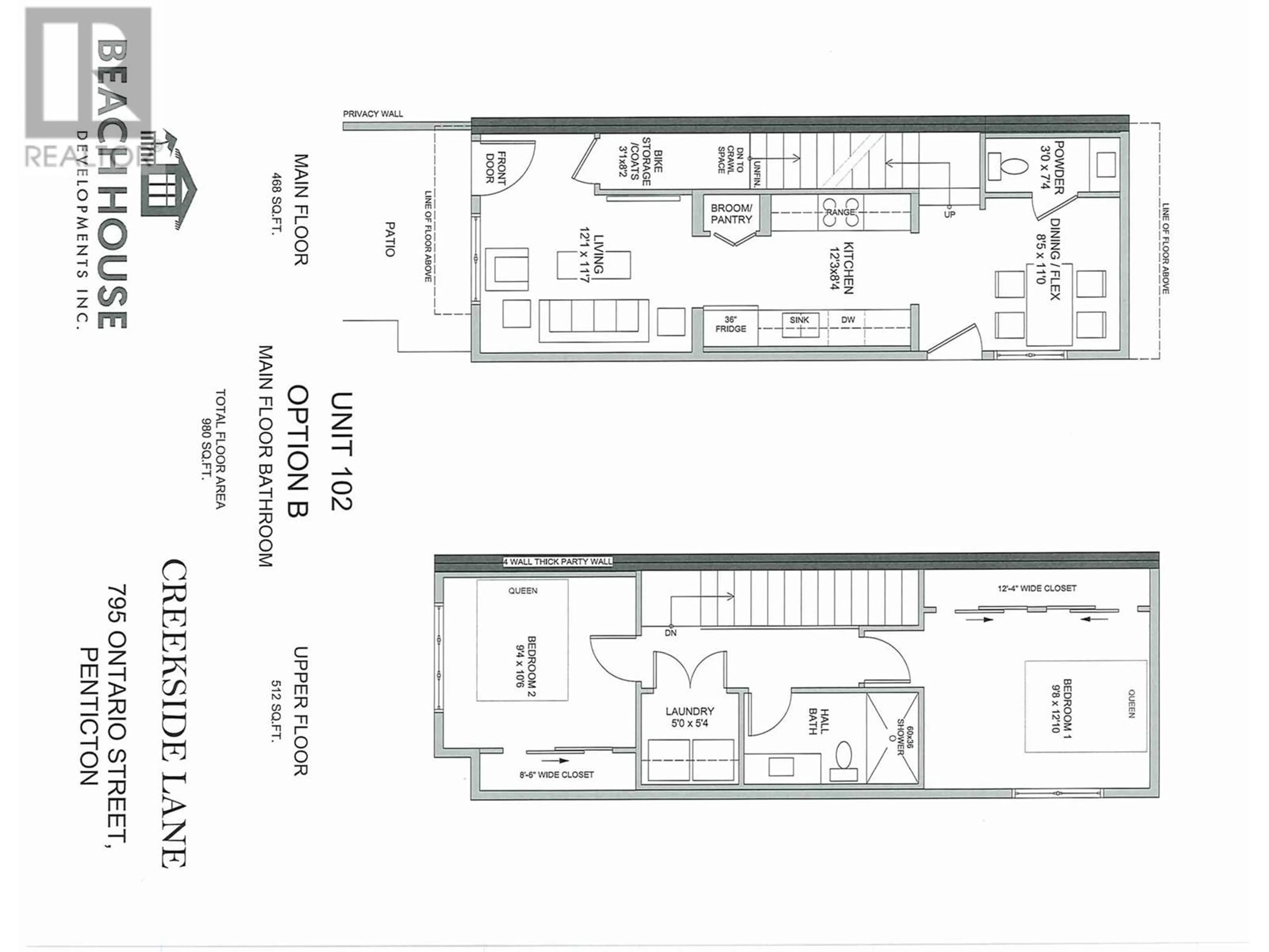 Floor plan for 102 - 795 ONTARIO STREET, Penticton British Columbia V2A4S4