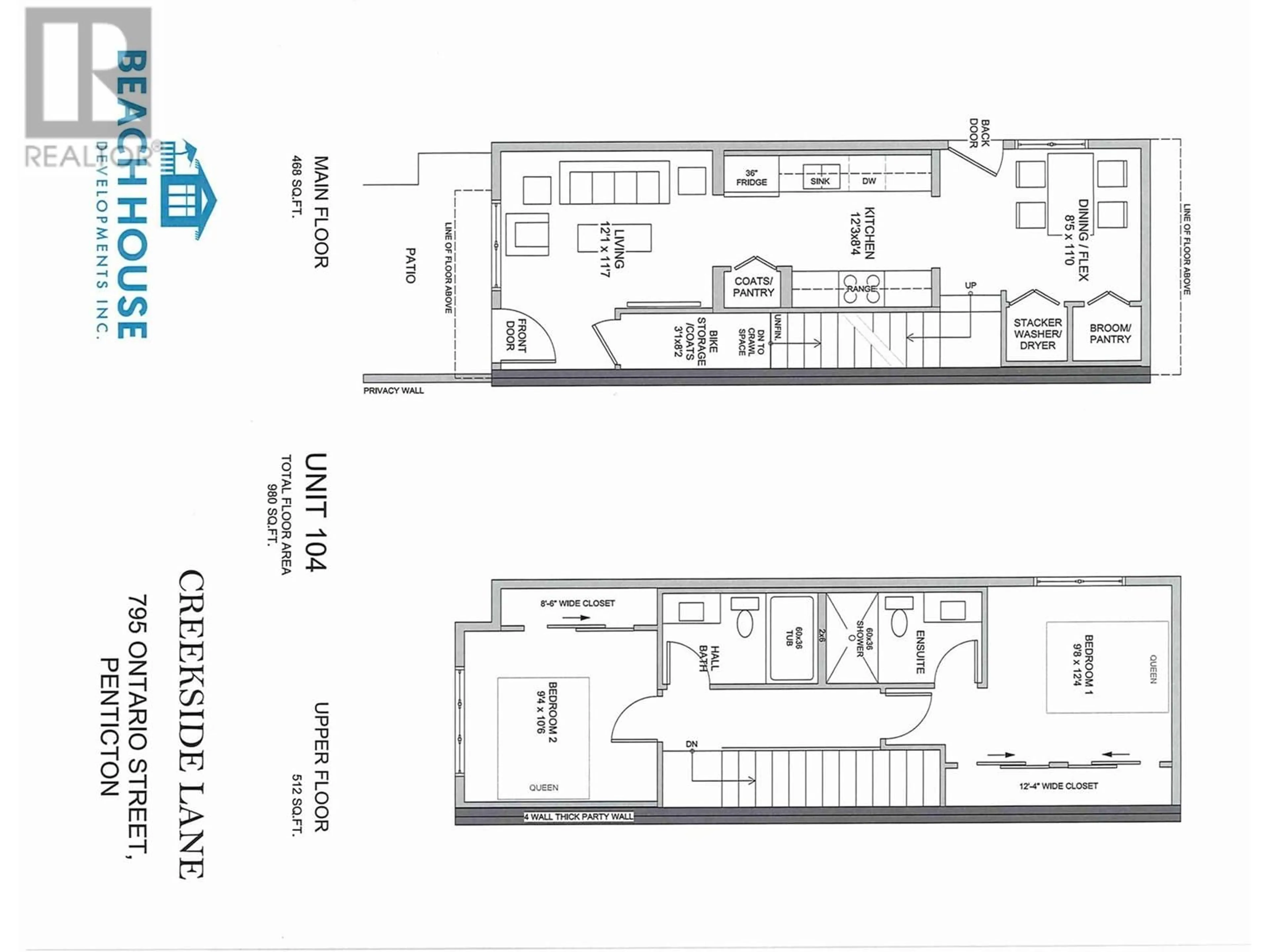 Floor plan for 104 - 795 ONTARIO STREET, Penticton British Columbia V2A4S4