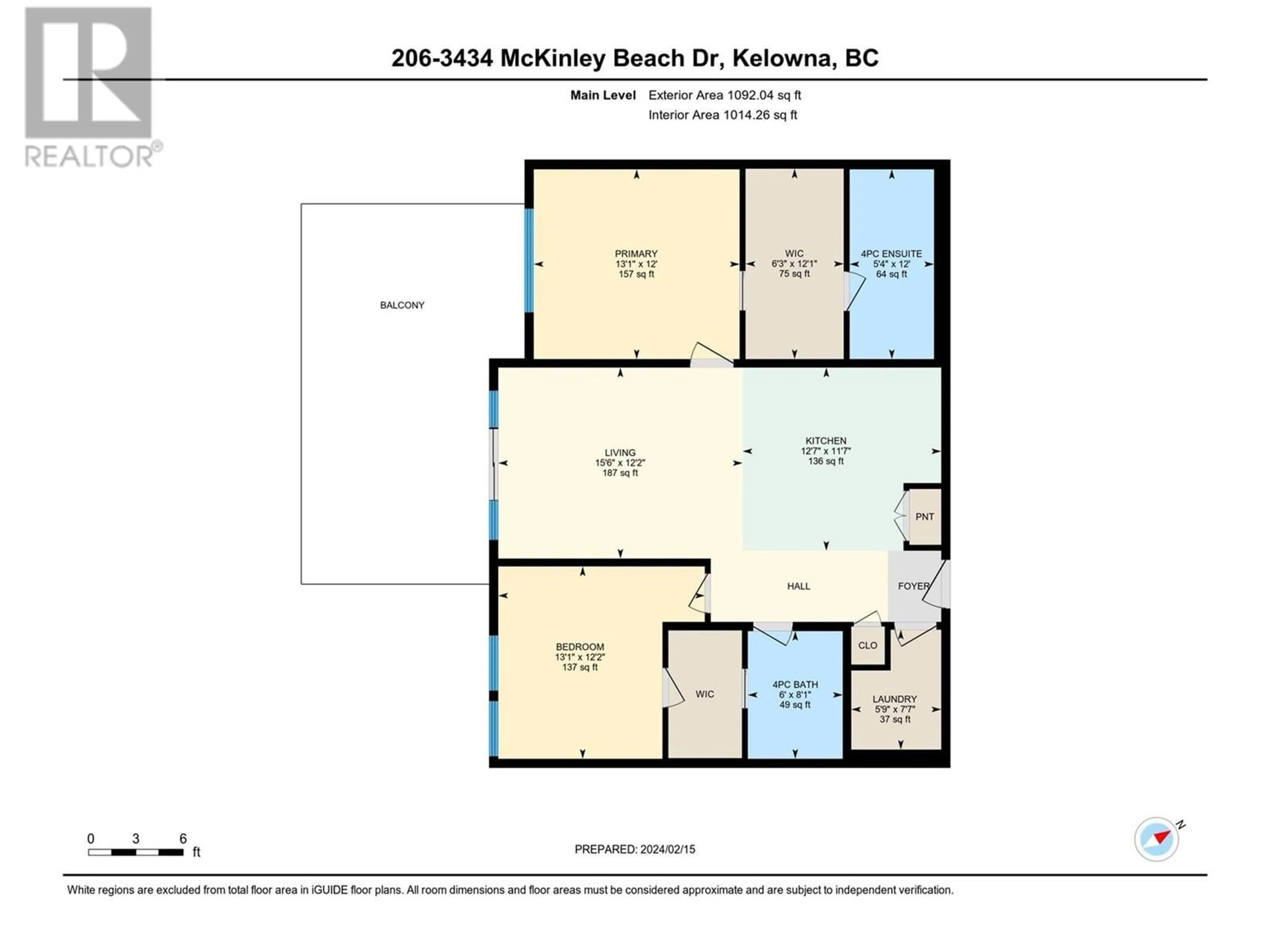 Floor plan for 206 - 3434 MCKINLEY BEACH DRIVE, Kelowna British Columbia V1V0H3