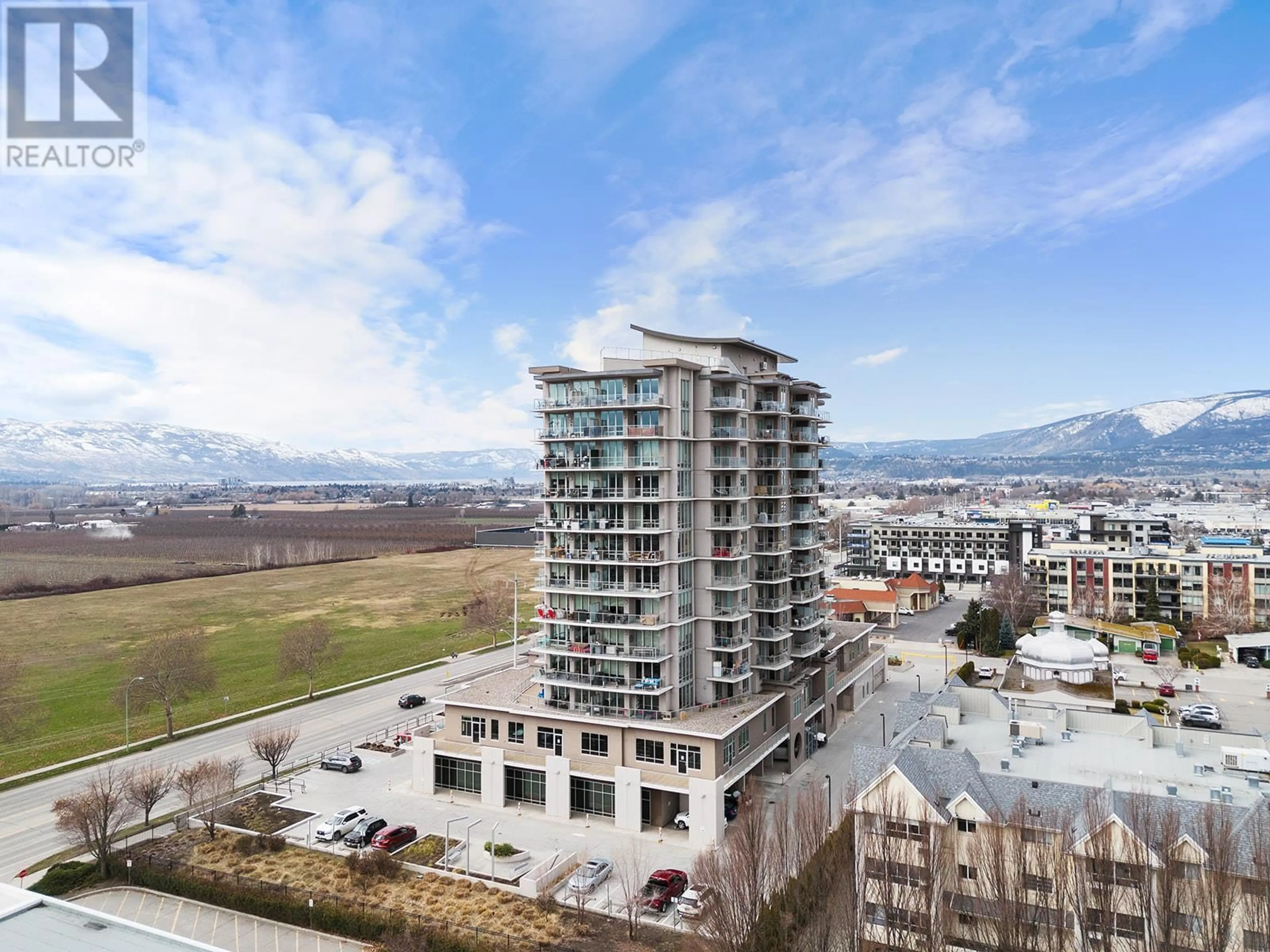 A pic from outside/outdoor area/front of a property/back of a property/a pic from drone, city buildings view from balcony for 1006 - 2040 SPRINGFIELD ROAD, Kelowna British Columbia V1Y9N7